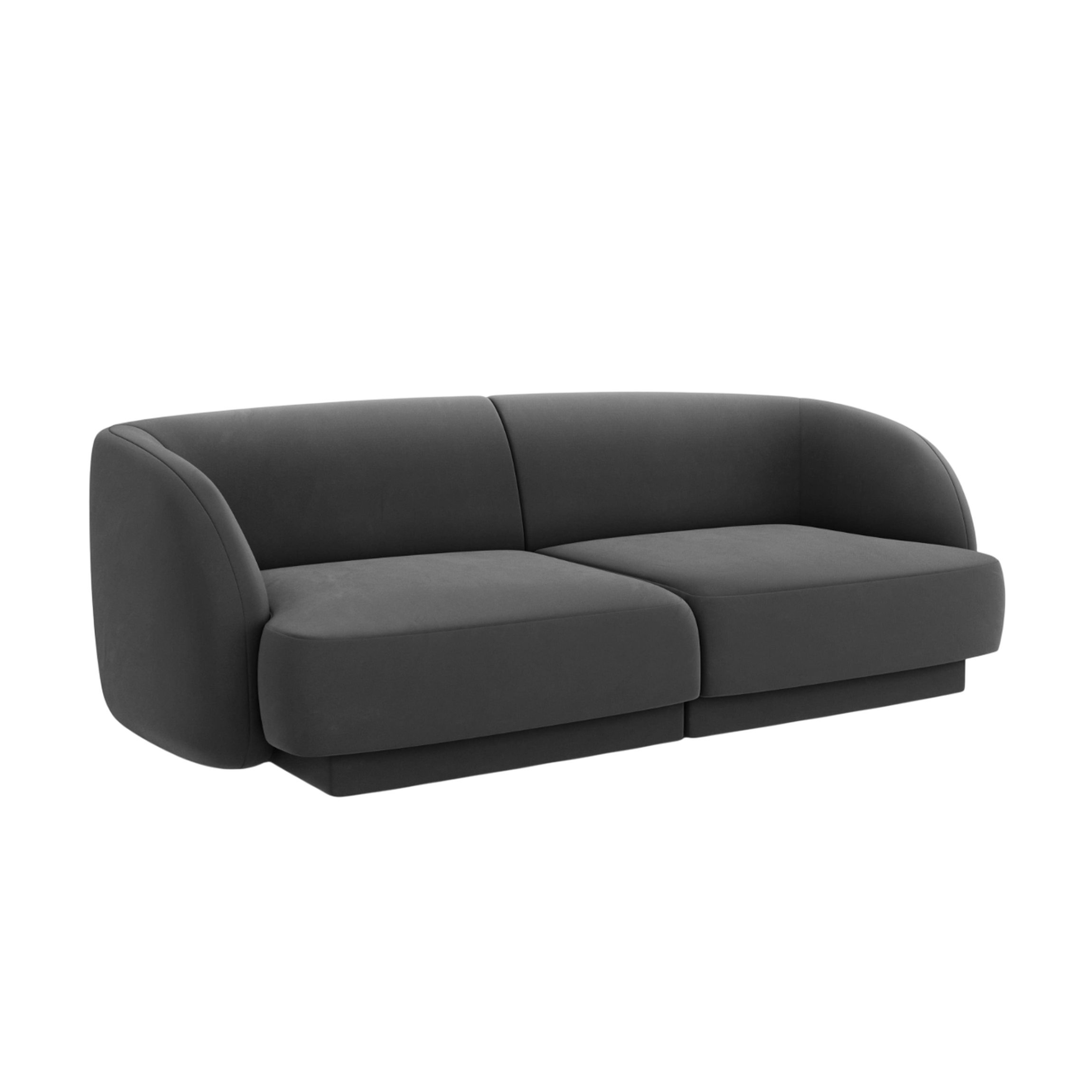 Sofa z jemného velúru pre 2 osoby MILEY tmavosivá