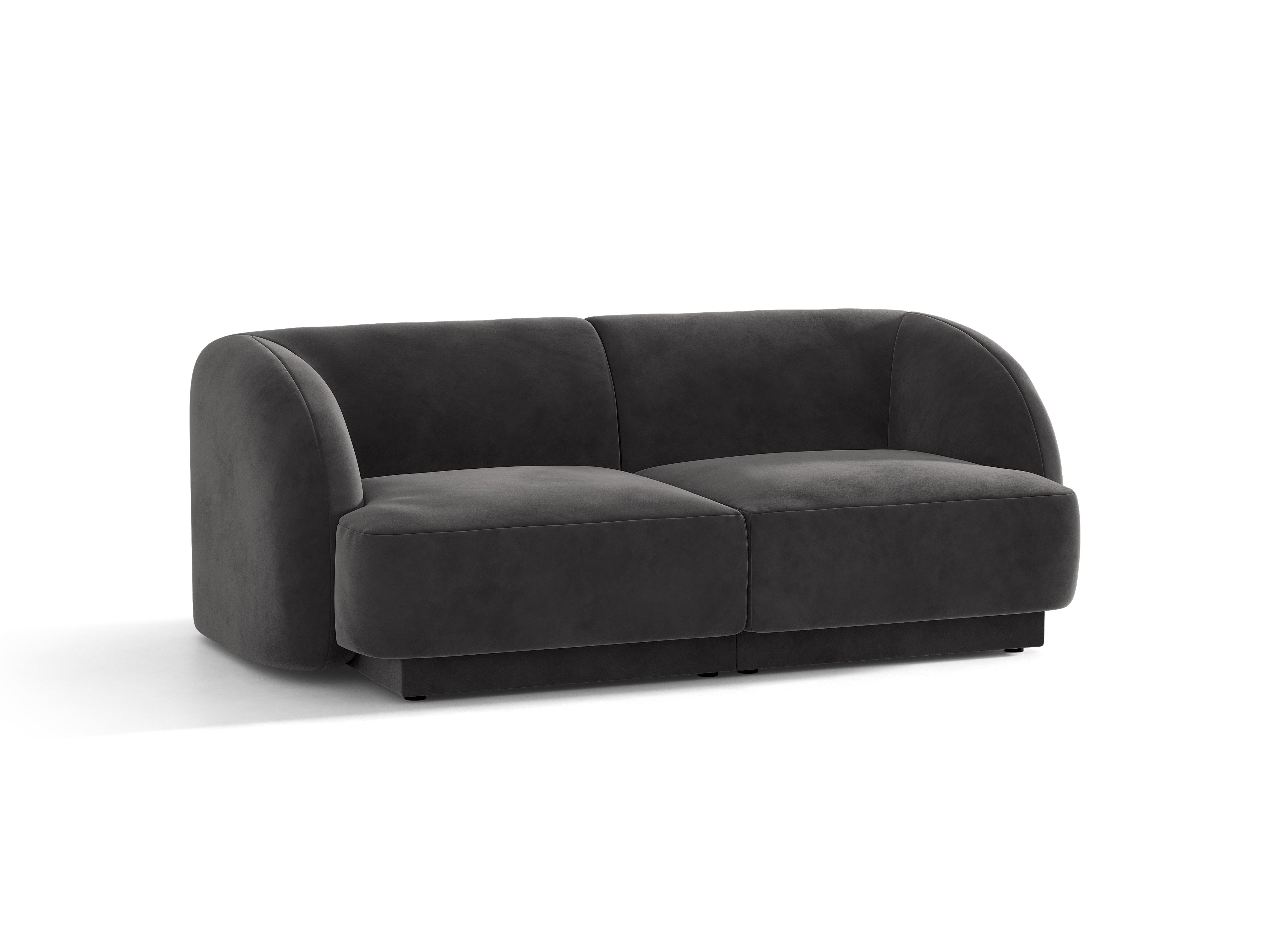 Sofa z jemného velúru pre 2 osoby MILEY tmavosivá
