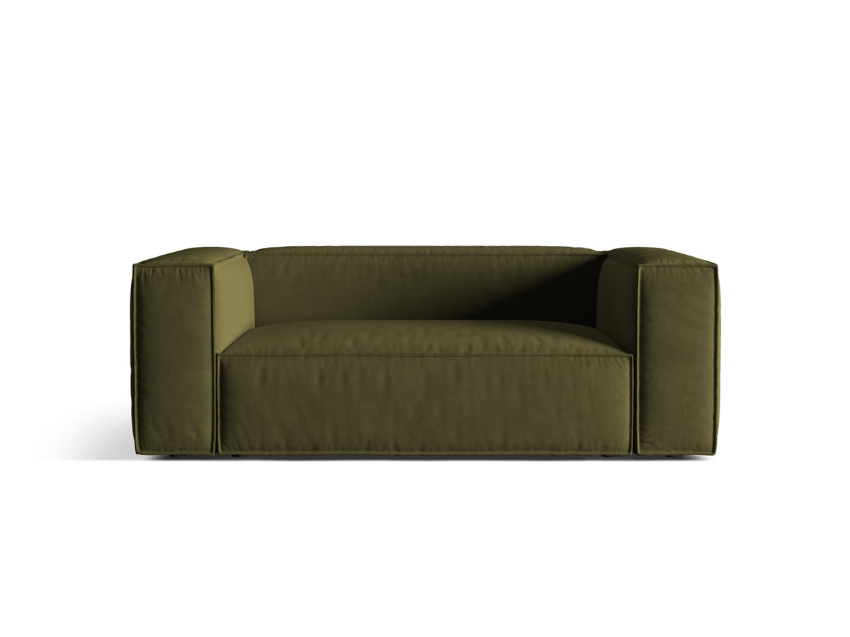 Sofa aksamitna 2-osobowa NURIA mchowy melanż – Micadoni