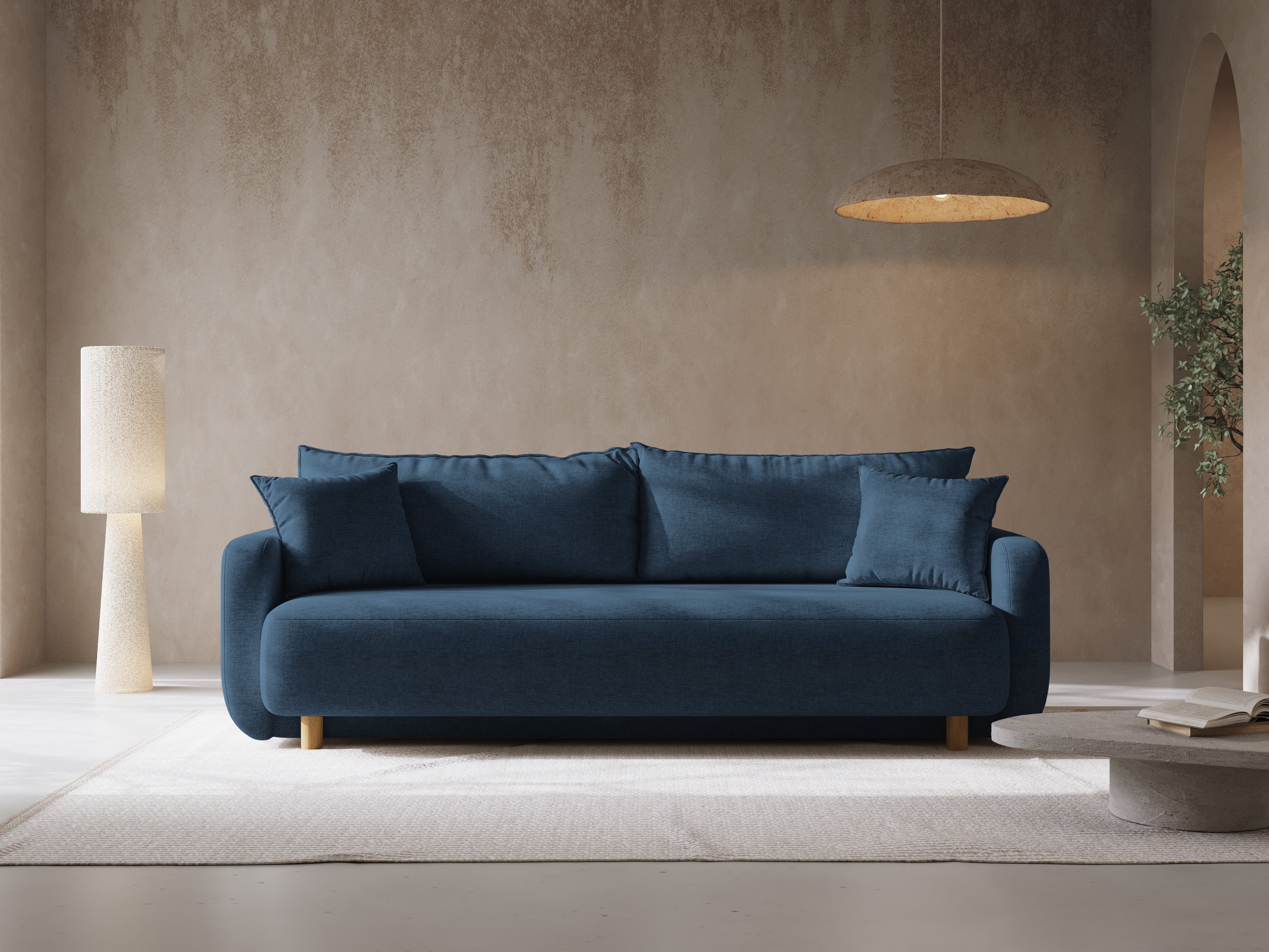 3-seater sofa with sleeping function ELEN navy chenille