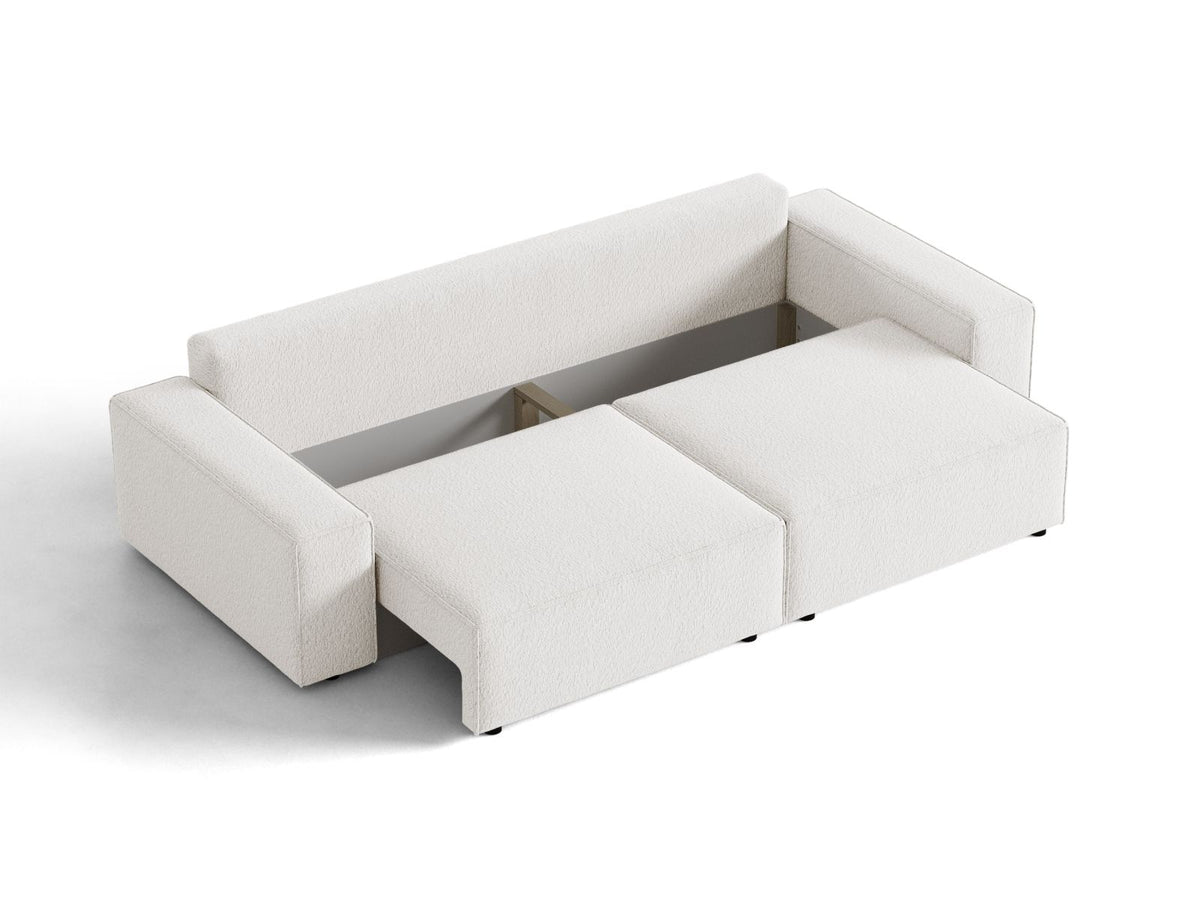Sofa 3-osobowa z funkcją spania JODIE biały boucle – ujęcie 6