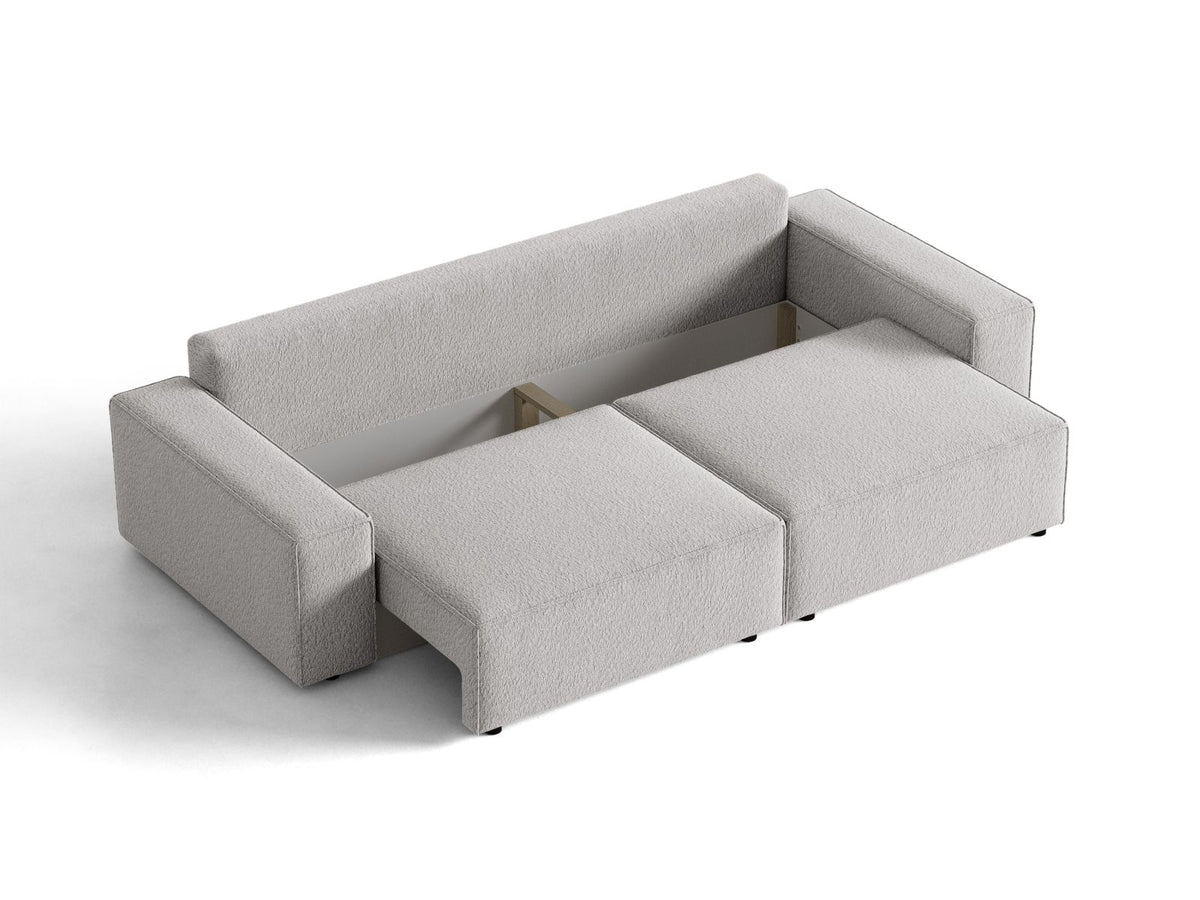 Sofa 3-osobowa z funkcją spania JODIE jasny szary boucle – ujęcie 6