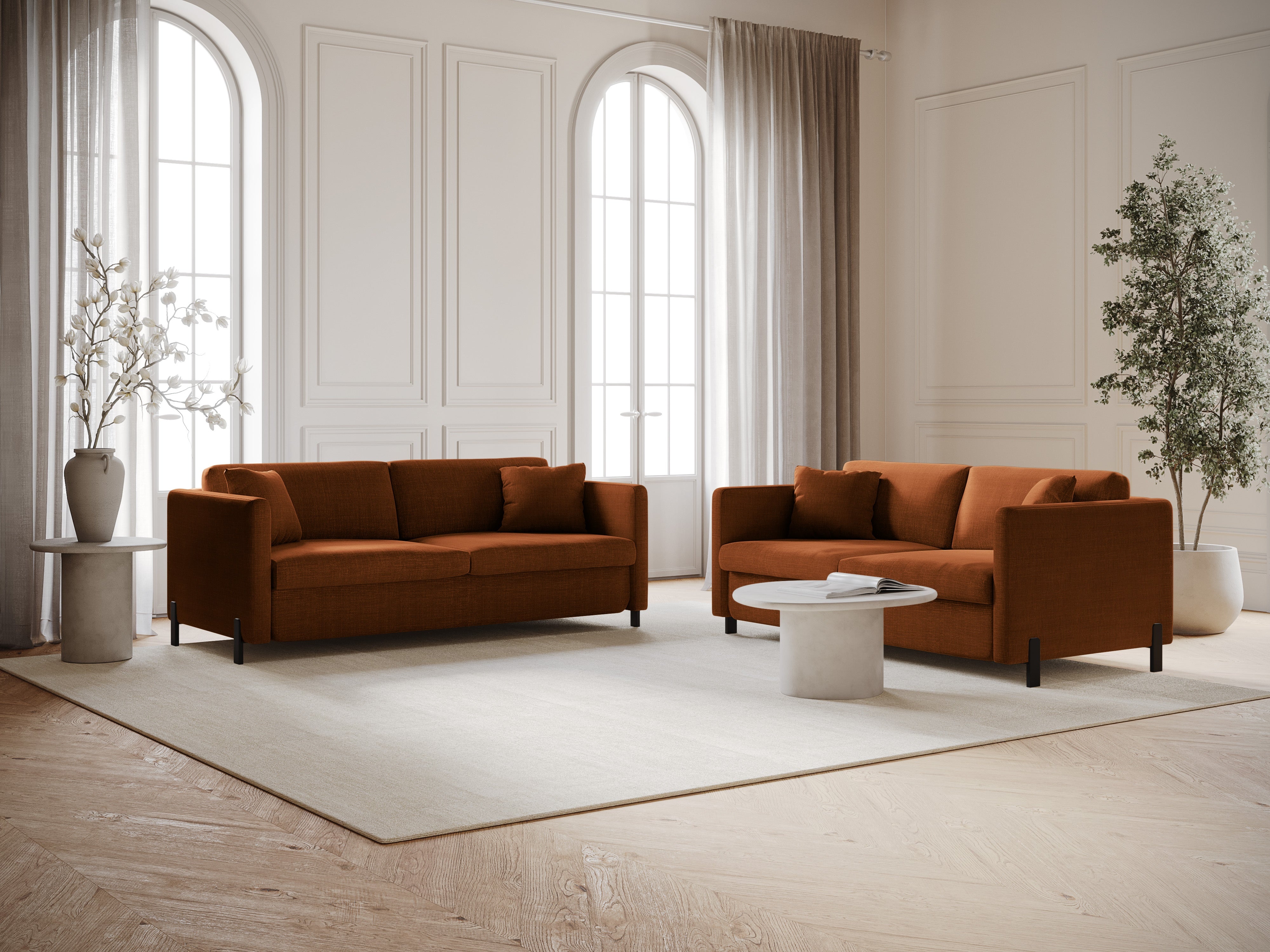 3-seater sofa with sleeping function GLORIA brick chenille