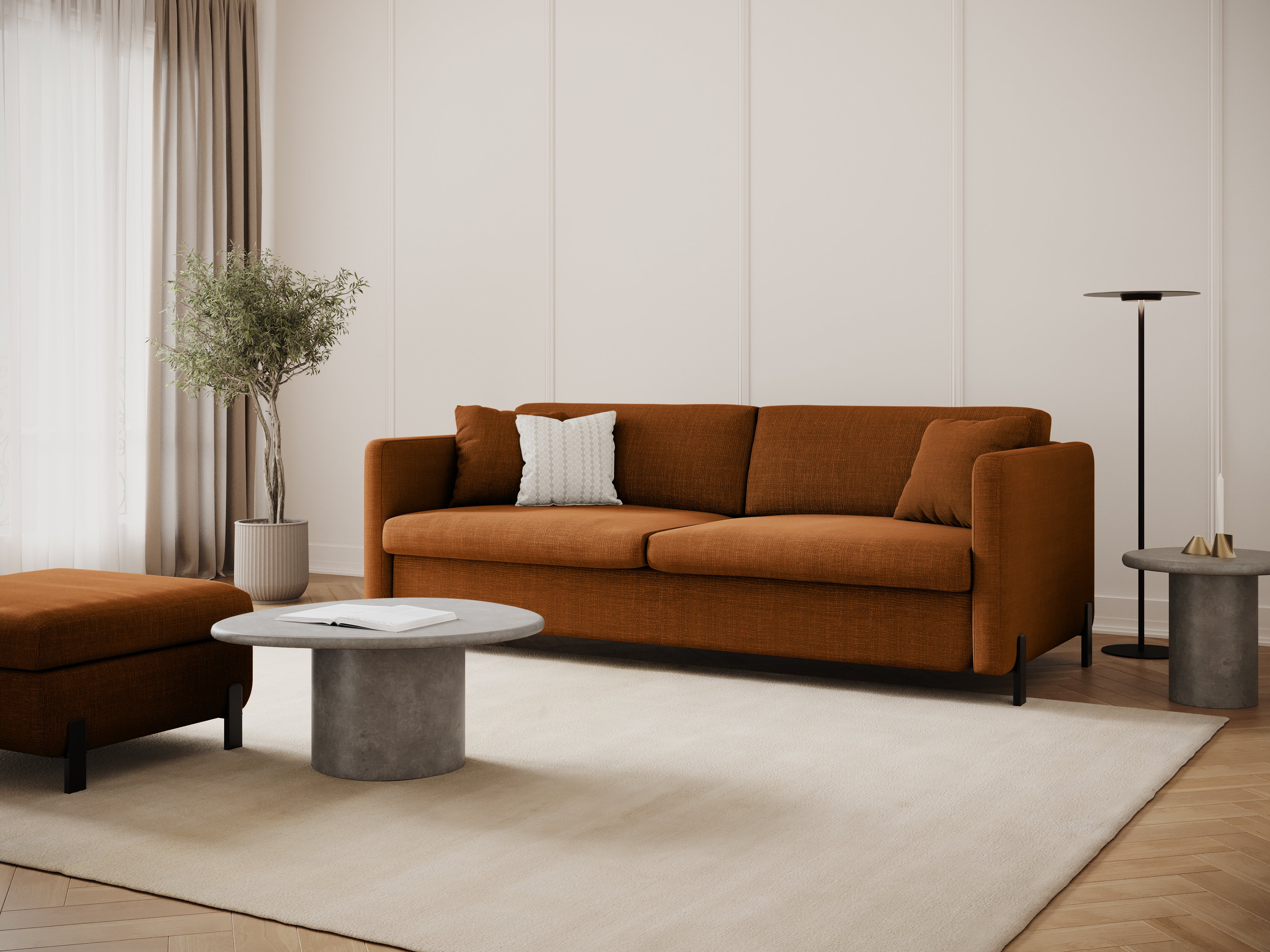 GLORIA pouf with storage in brick chenille
