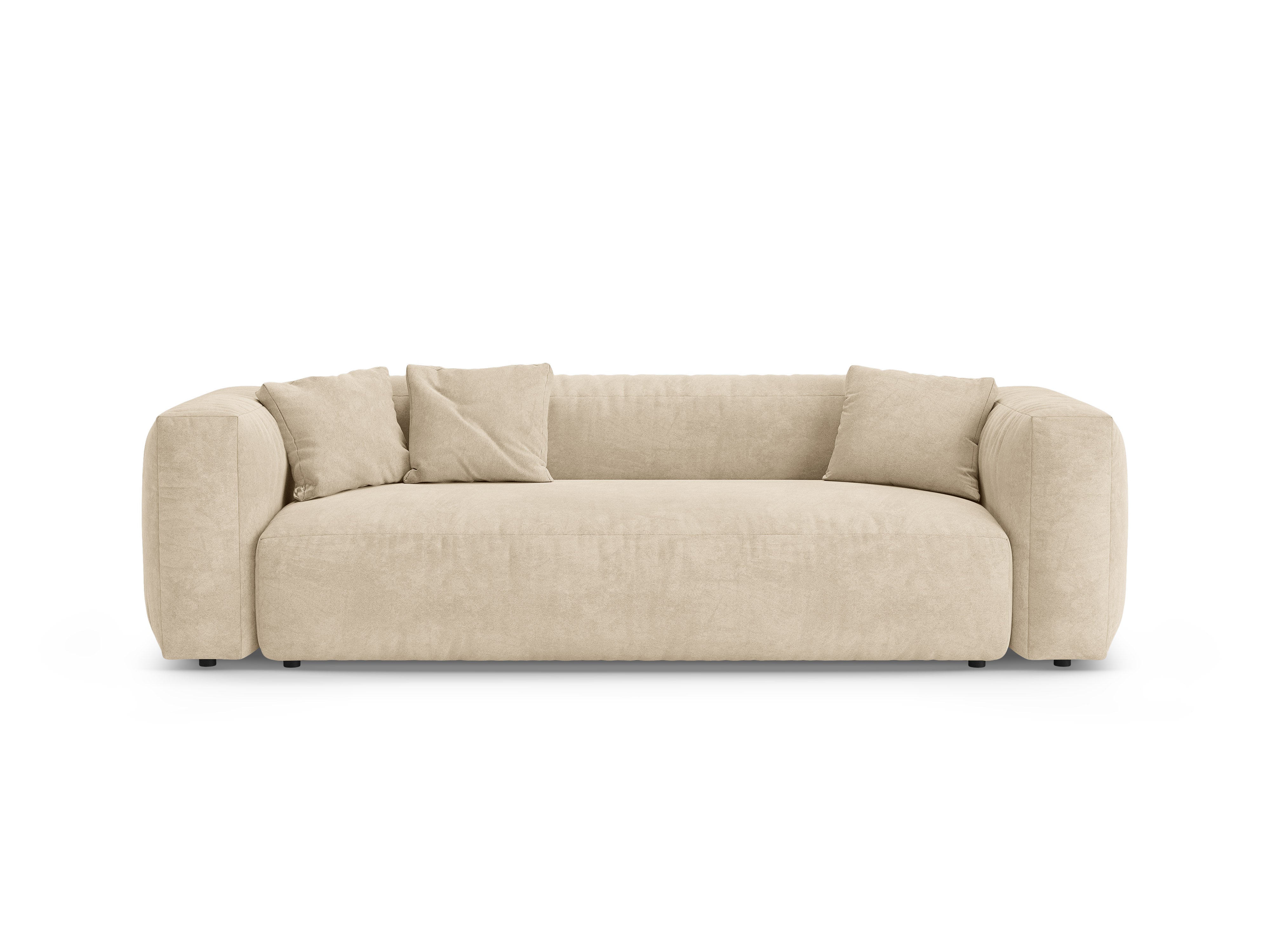 Sofa z jemného zamatového materiálu pre 3 osoby s funkciou spania MARTINA svetlo béžová