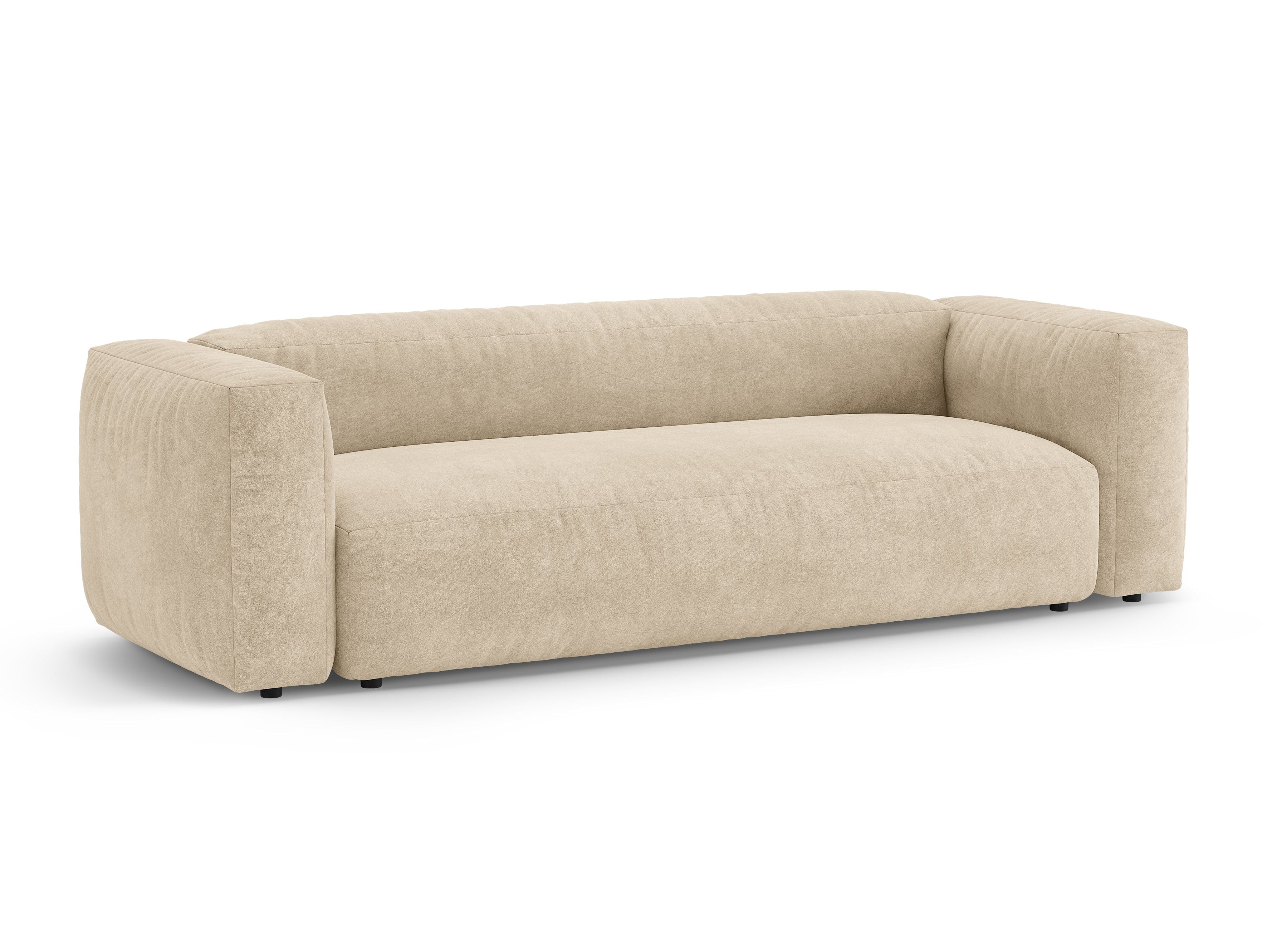 Sofa z jemného zamatového materiálu pre 3 osoby s funkciou spania MARTINA svetlo béžová