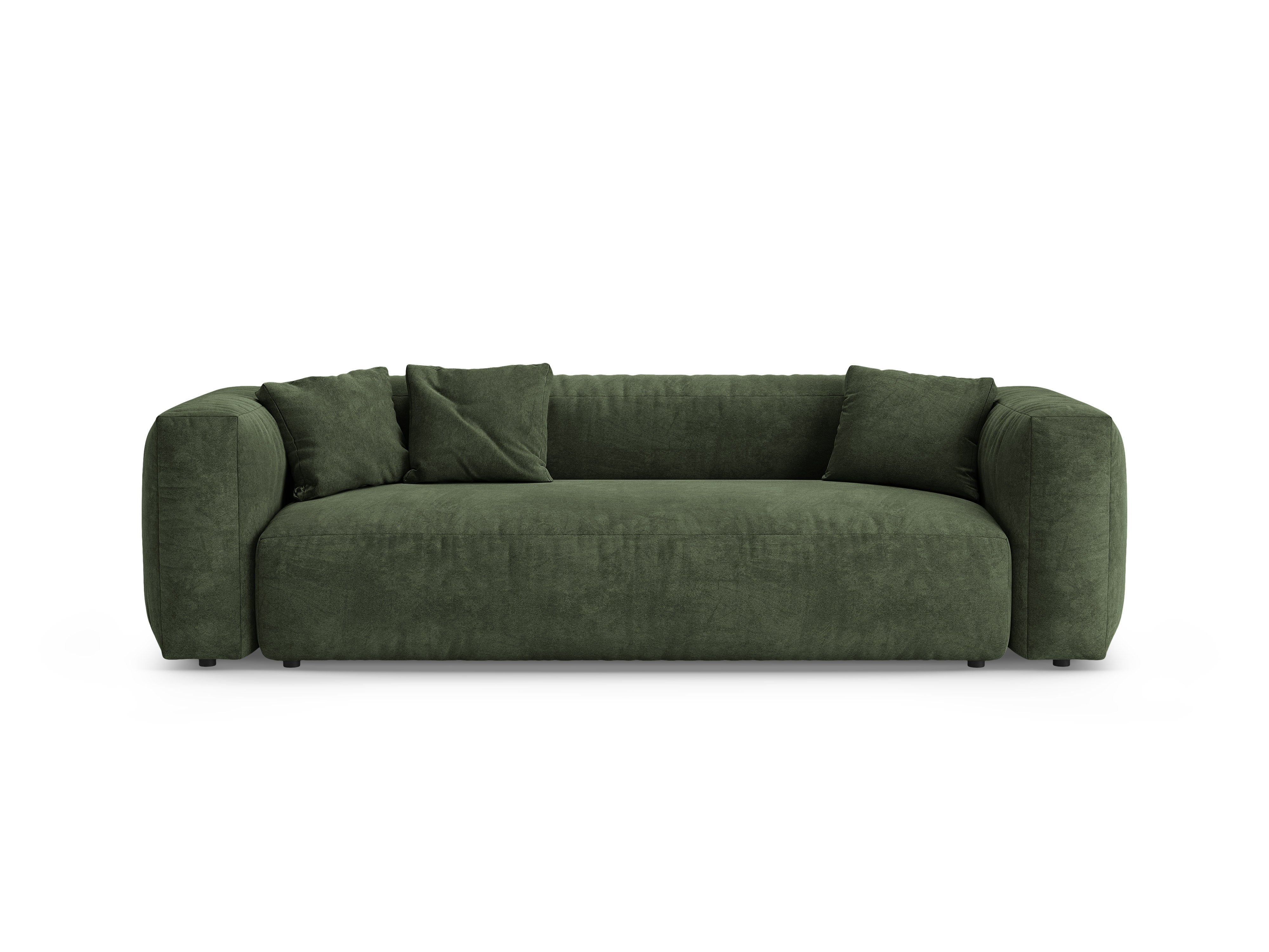 Sofa z jemného zamatového materiálu pre 3 osoby s funkciou spania MARTINA zelená
