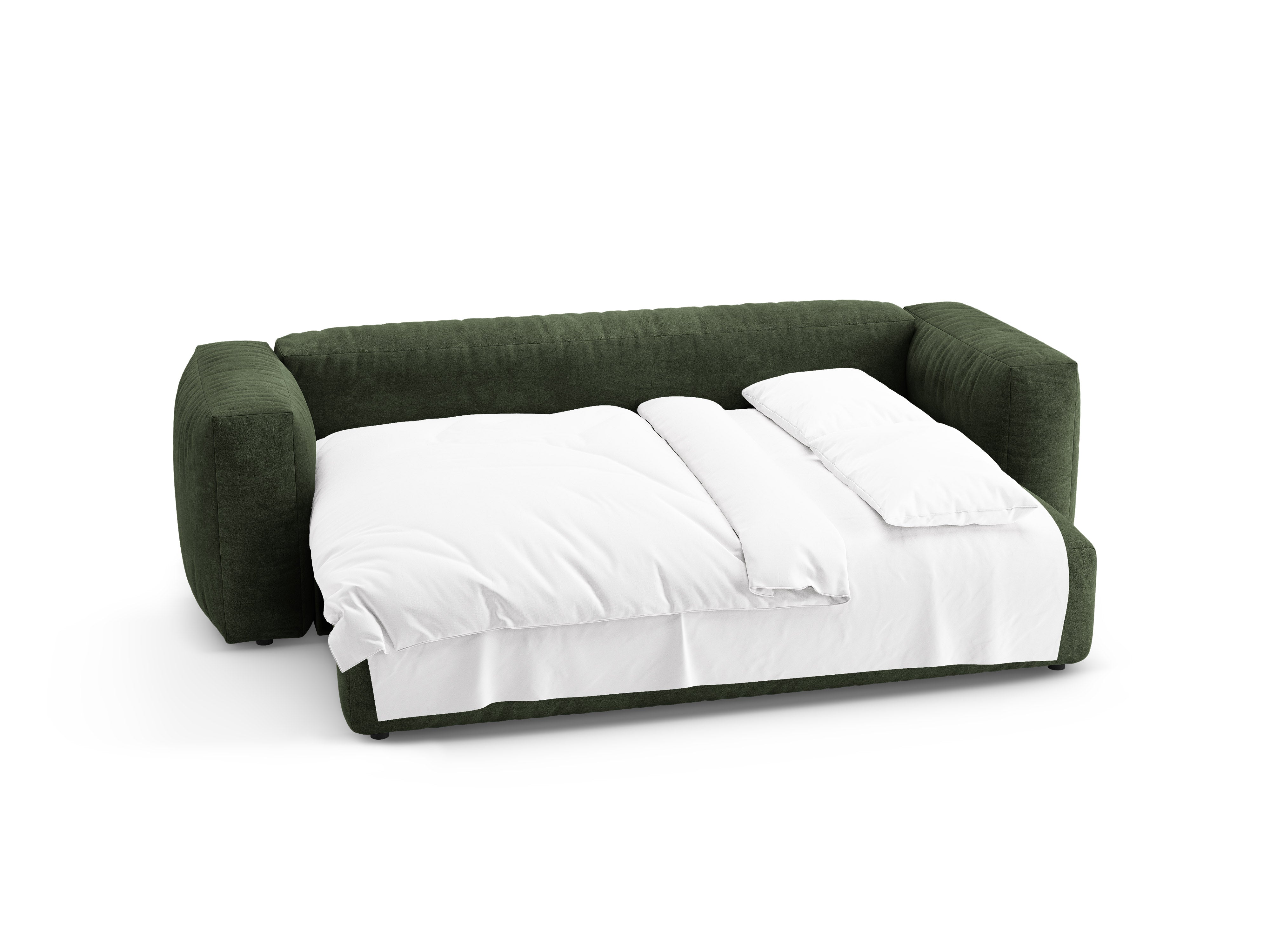 Sofa z jemného zamatového materiálu pre 3 osoby s funkciou spania MARTINA zelená