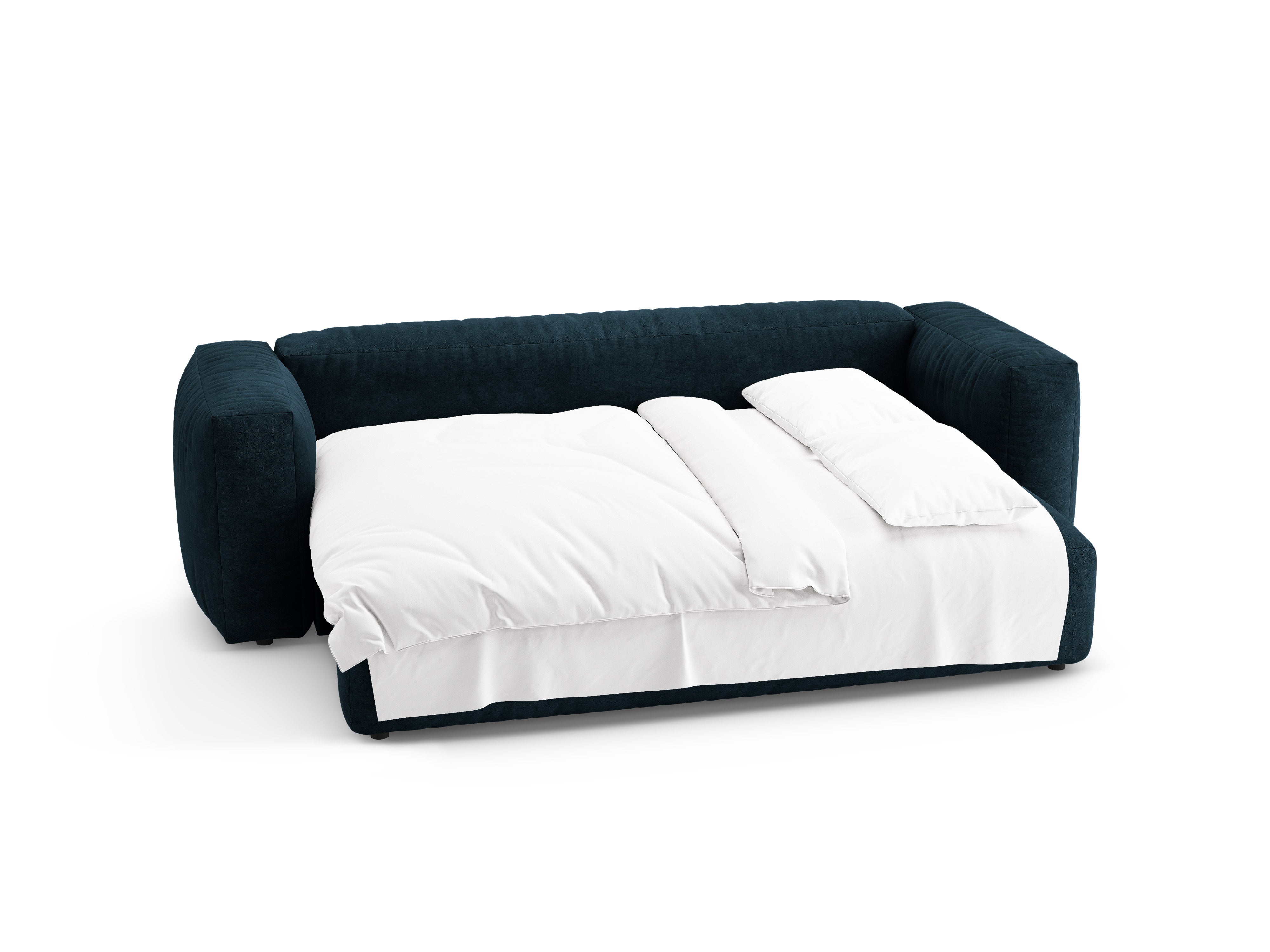 Sofa z jemného zamatového materiálu pre 3 osoby s funkciou spania MARTINA v hlbokej petrolovej farbe