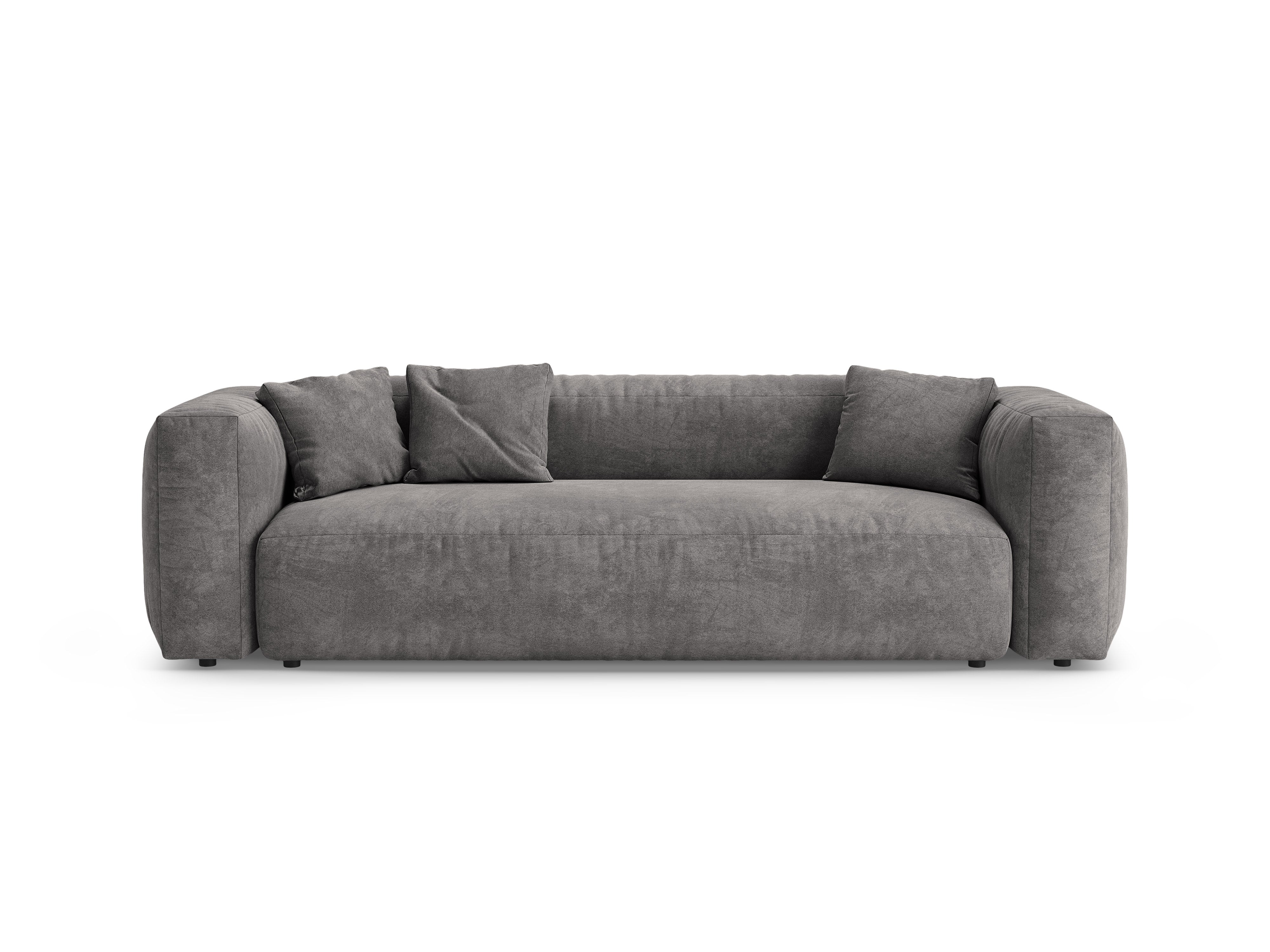 Sofa z jemného zamatového materiálu pre 3 osoby s funkciou spania MARTINA šedá