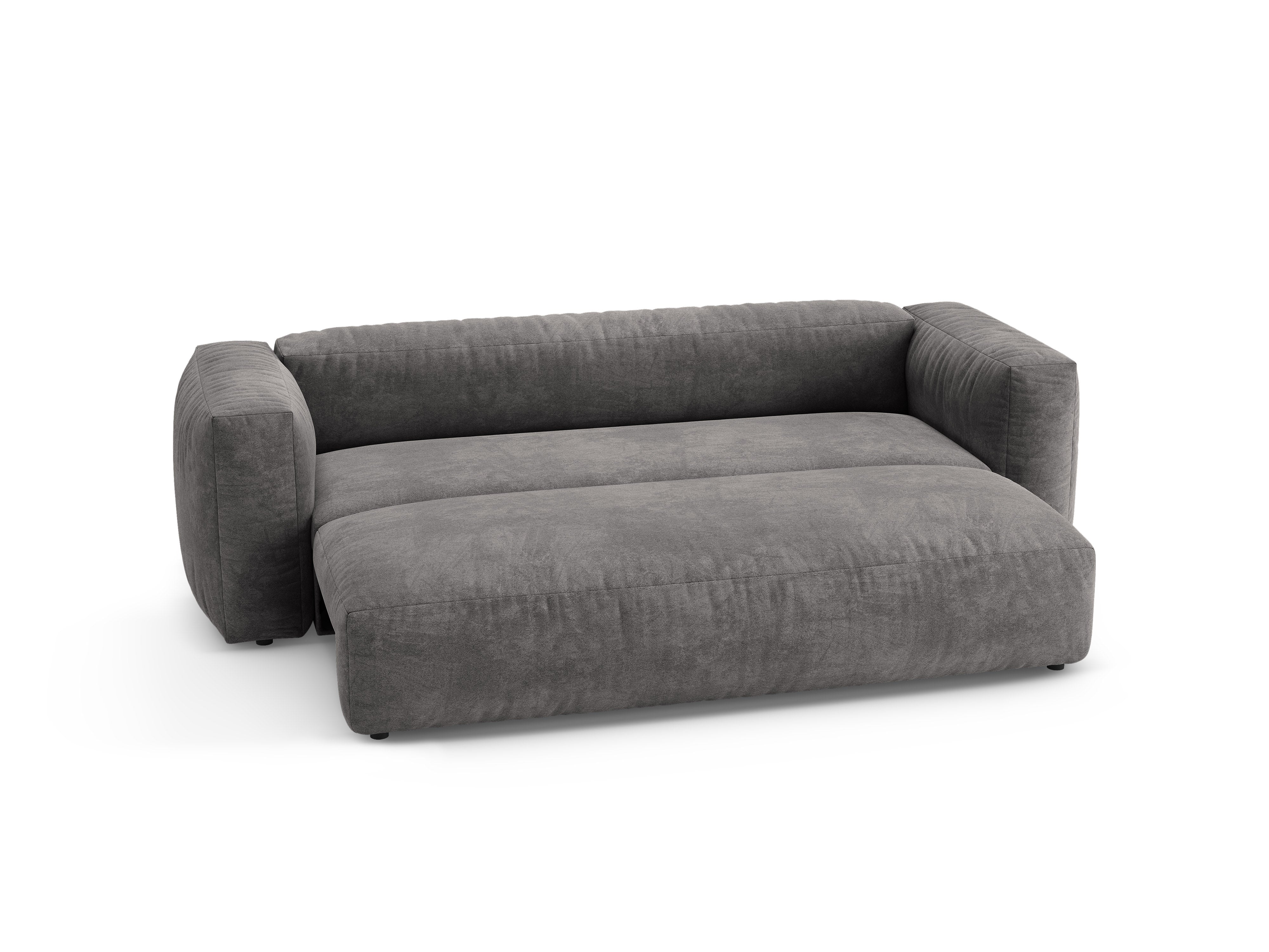 Sofa z jemného zamatového materiálu pre 3 osoby s funkciou spania MARTINA šedá