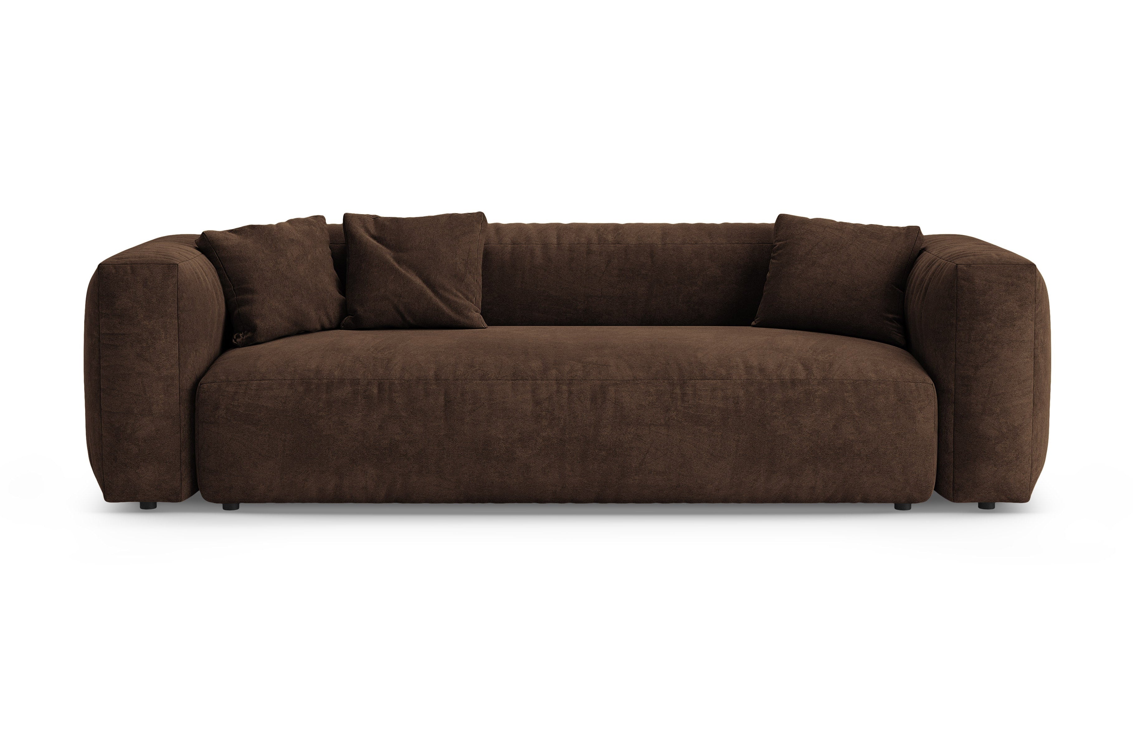 Sofa z aksamitom 3-miestna s funkciou spania MARTINA v čokoládovej farbe