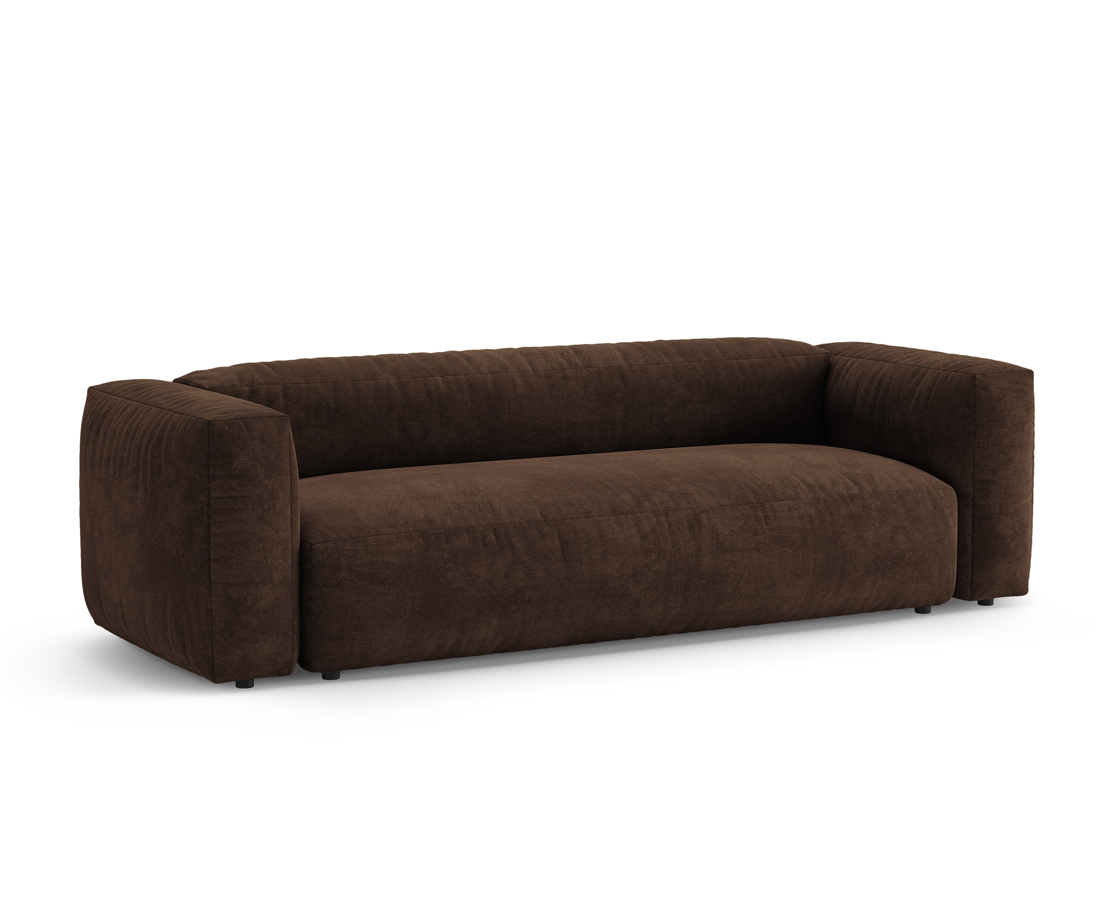 Sofa z aksamitom 3-miestna s funkciou spania MARTINA v čokoládovej farbe