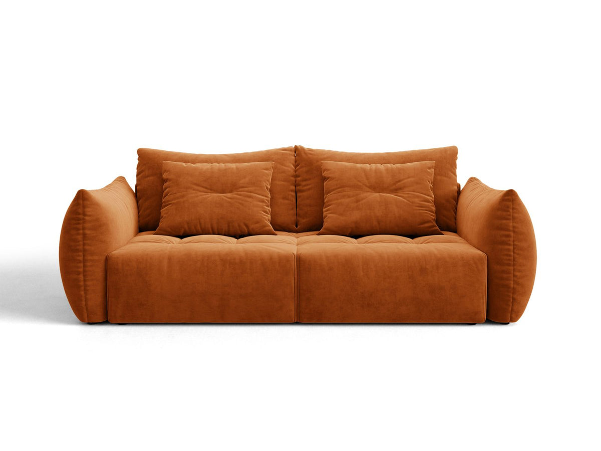 Sofa aksamitna 3-osobowa z funkcją spania BLOOM terracotta – Micadoni