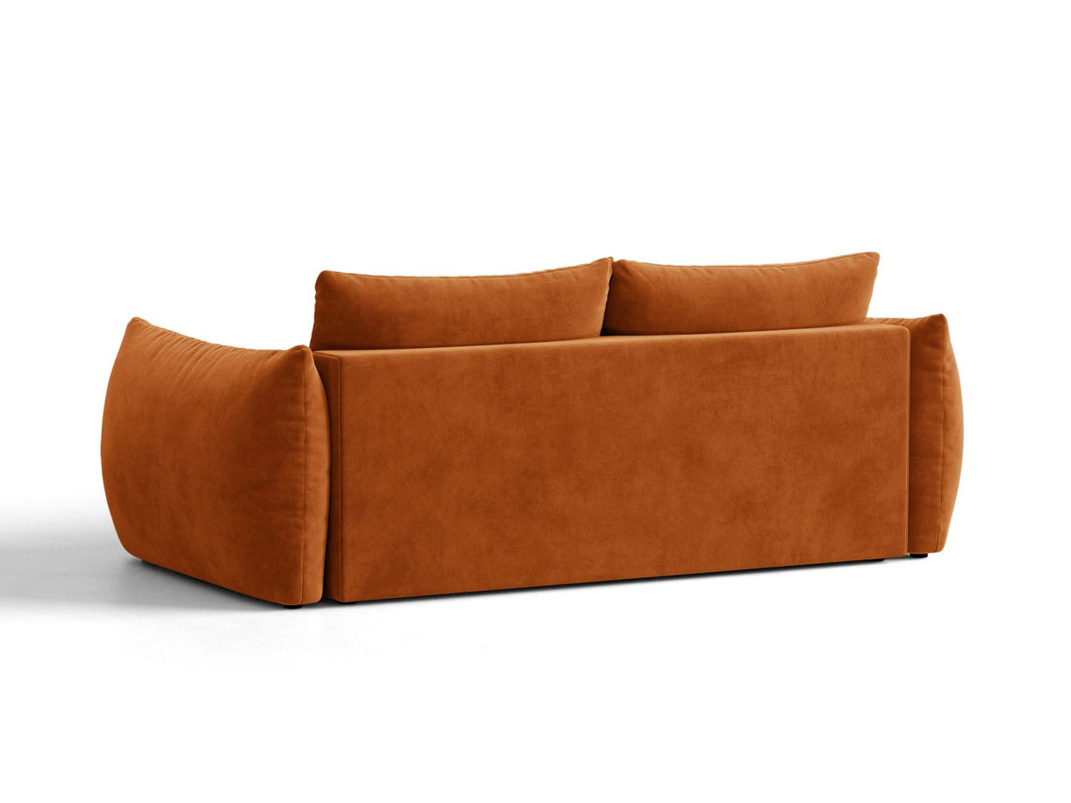 Sofa aksamitna 3-osobowa z funkcją spania BLOOM terracotta – ujęcie 4