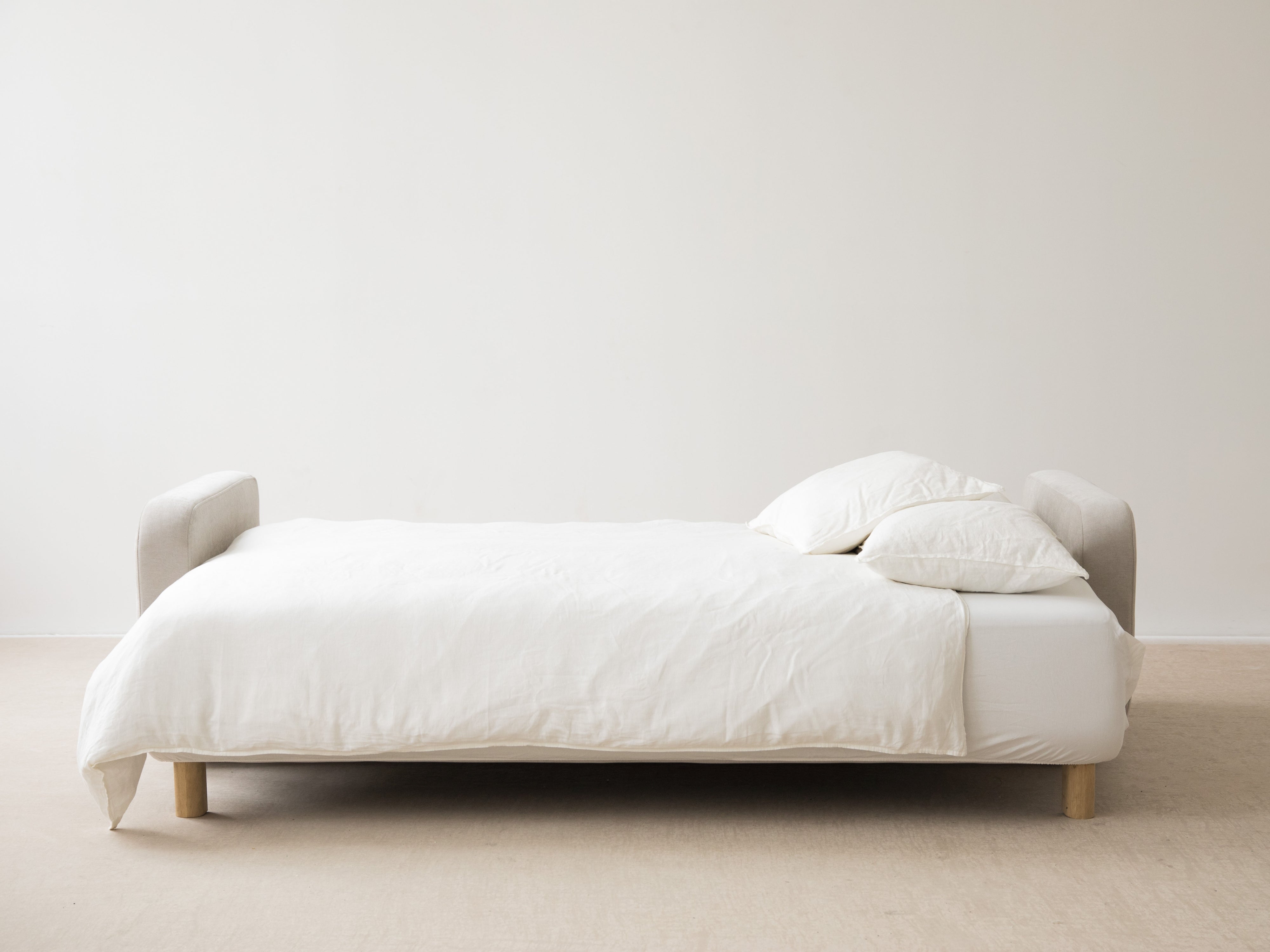 3-seater sofa with sleeping function ELEN ivory chenille