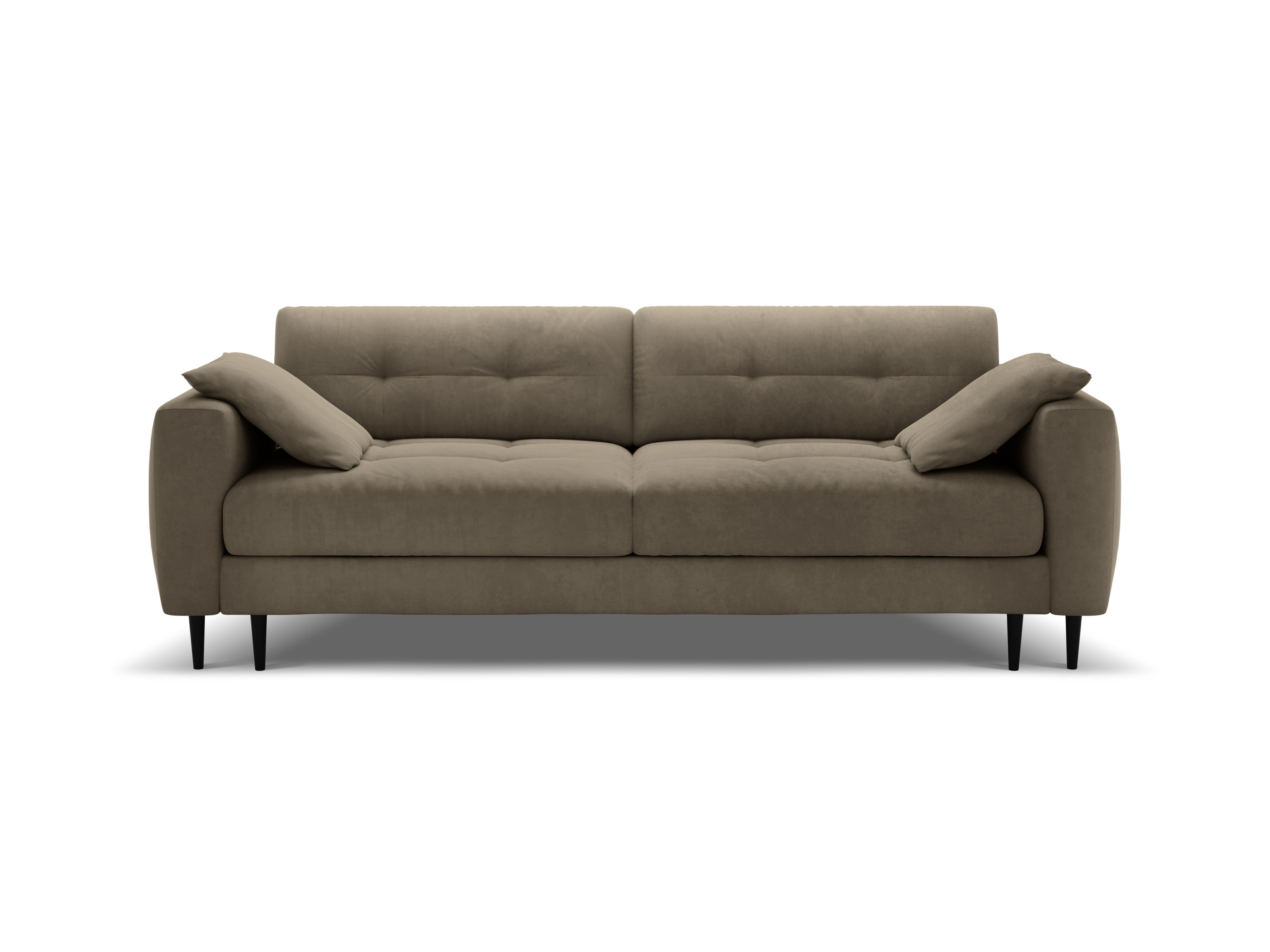 Sofa z jemného sametu pre 3 osoby s funkciou spania BEMY šedohnedá