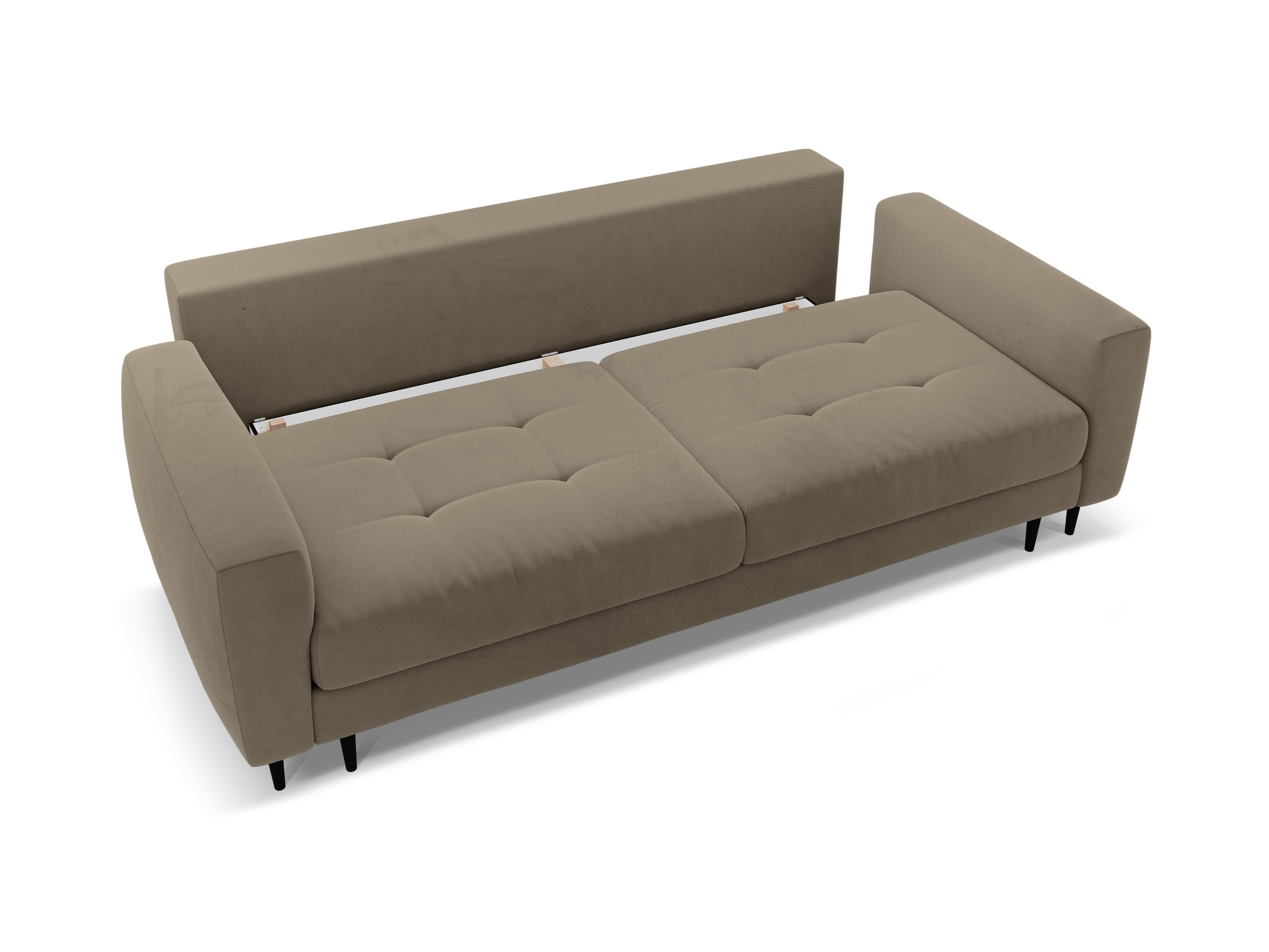Sofa z jemného sametu pre 3 osoby s funkciou spania BEMY šedohnedá