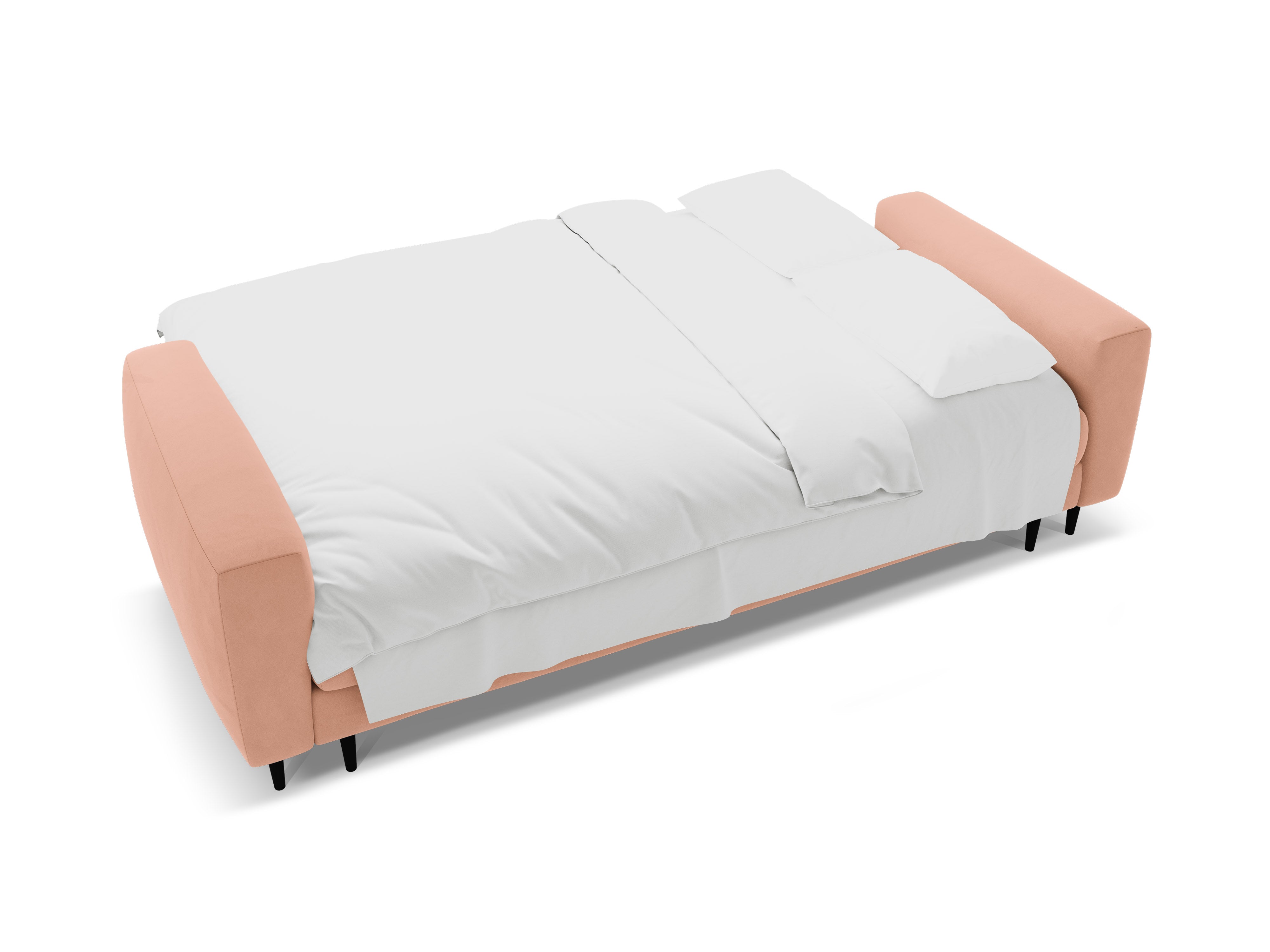 Sofa z jemného zamatového materiálu pre 3 osoby s funkciou spania BEMY ružová