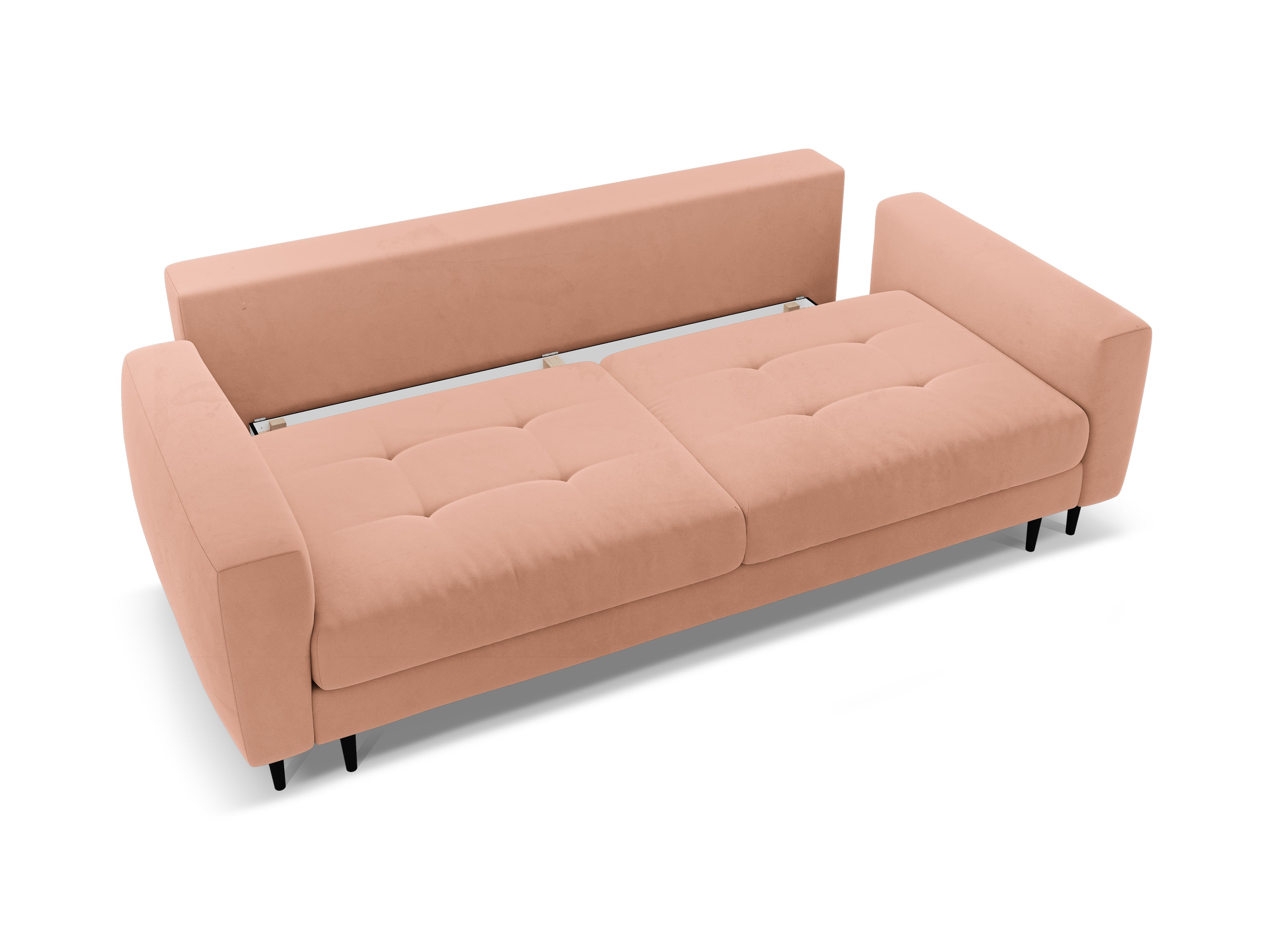 Sofa z jemného zamatového materiálu pre 3 osoby s funkciou spania BEMY ružová