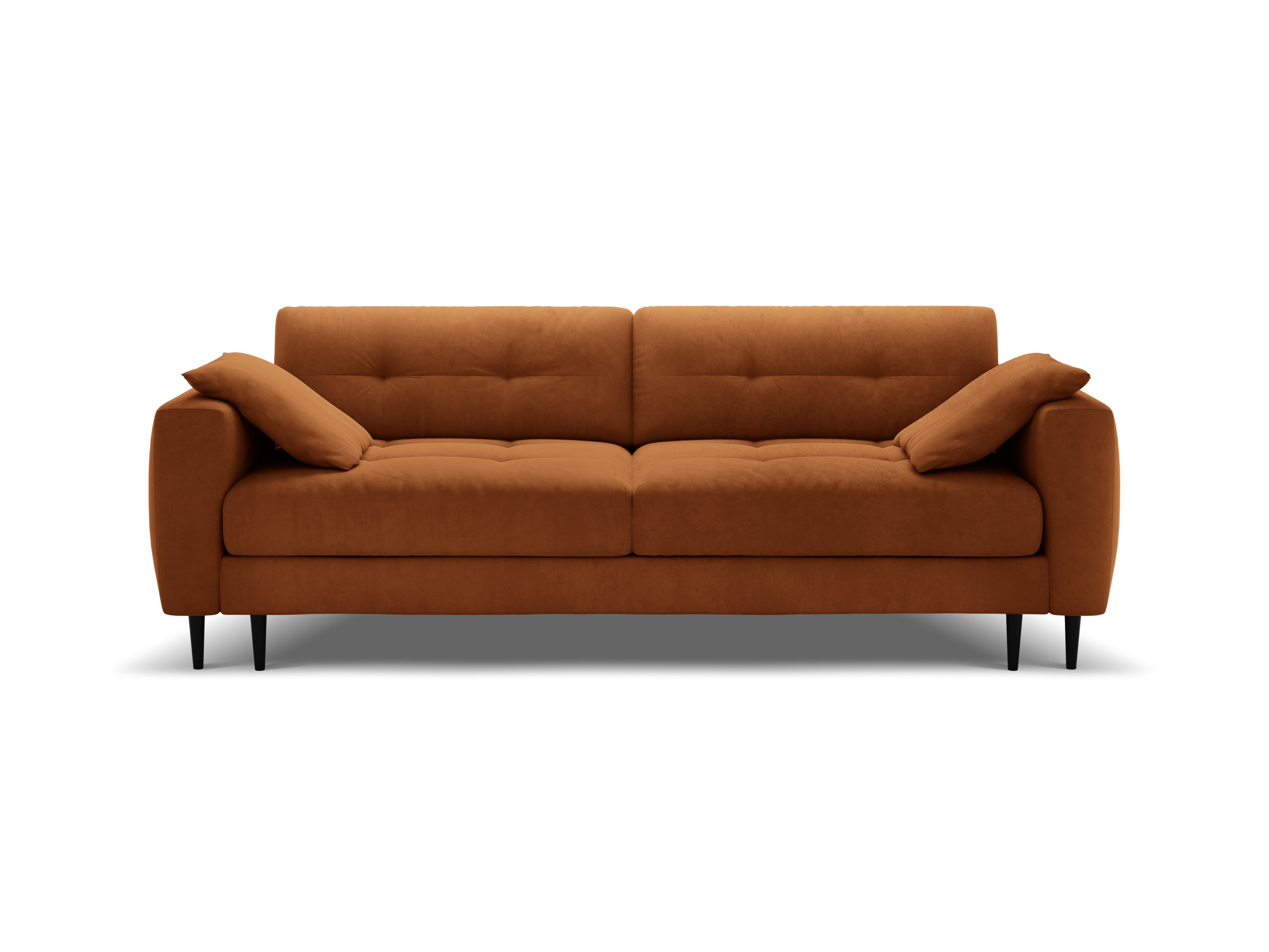 Sofa z jemného velúru pre 3 osoby s funkciou spania BEMY terakota