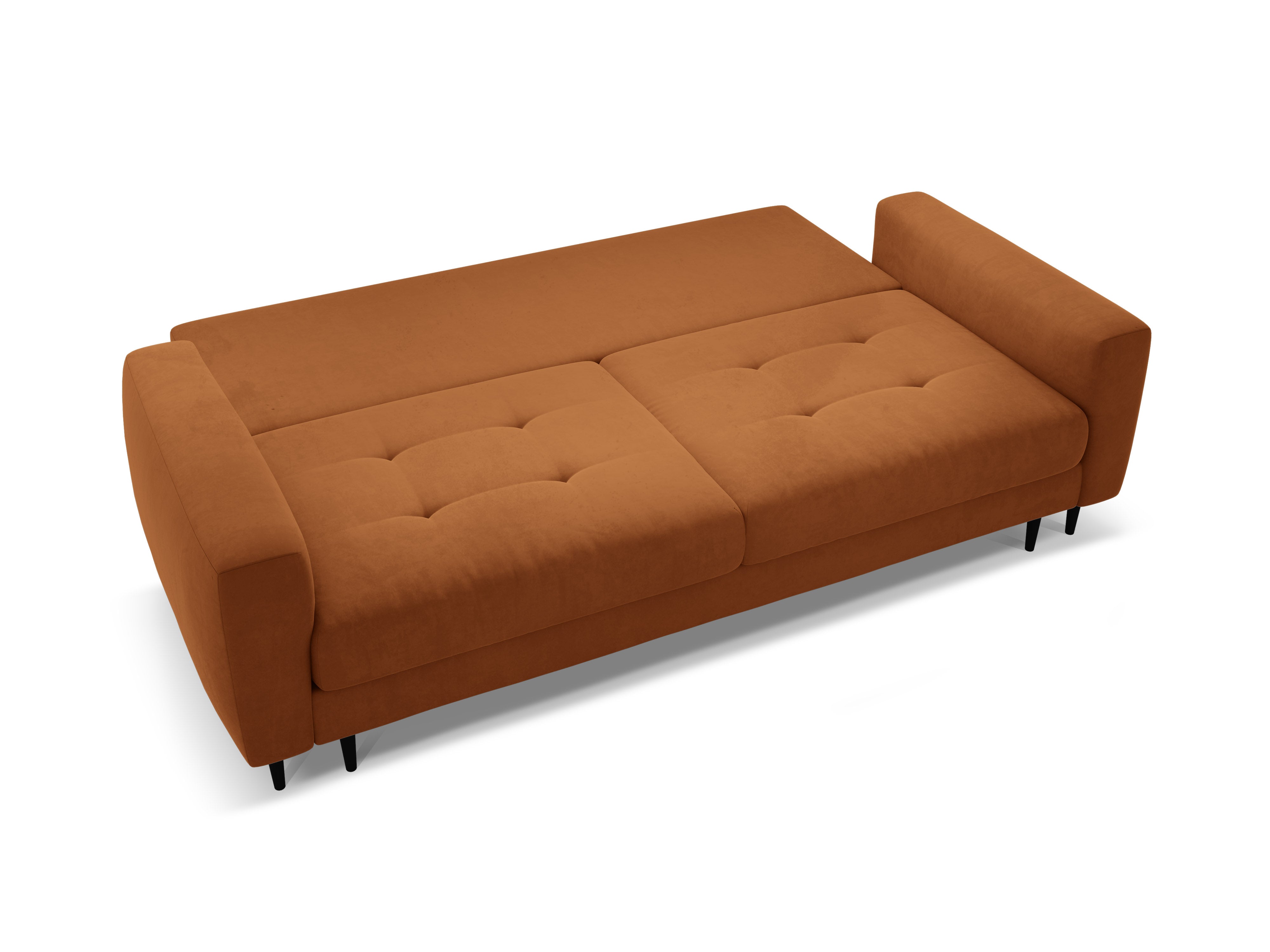 Sofa z jemného velúru pre 3 osoby s funkciou spania BEMY terakota