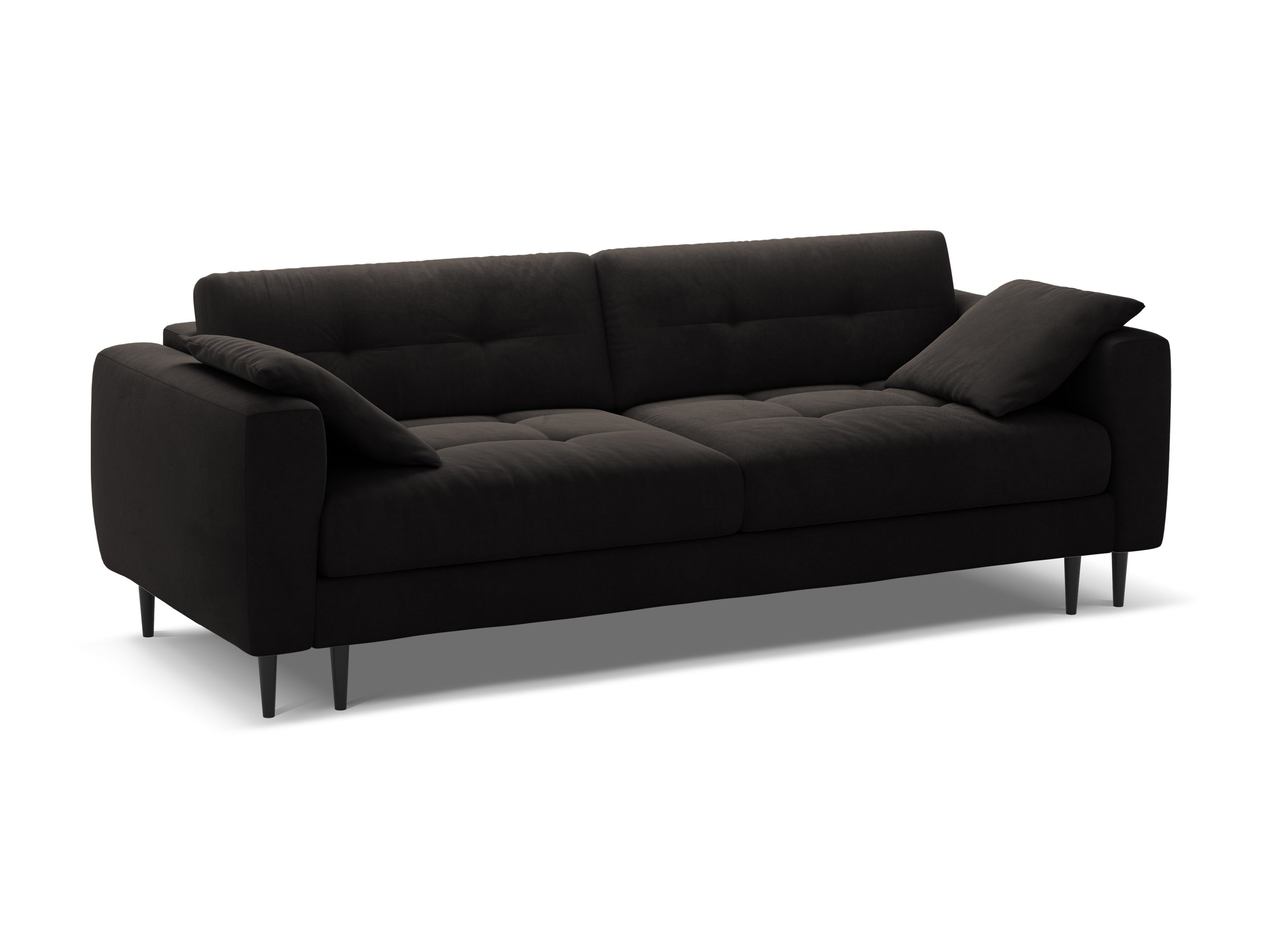 Sofa z jemného zamatového materiálu pre 3 osoby s funkciou spania BEMY čierna