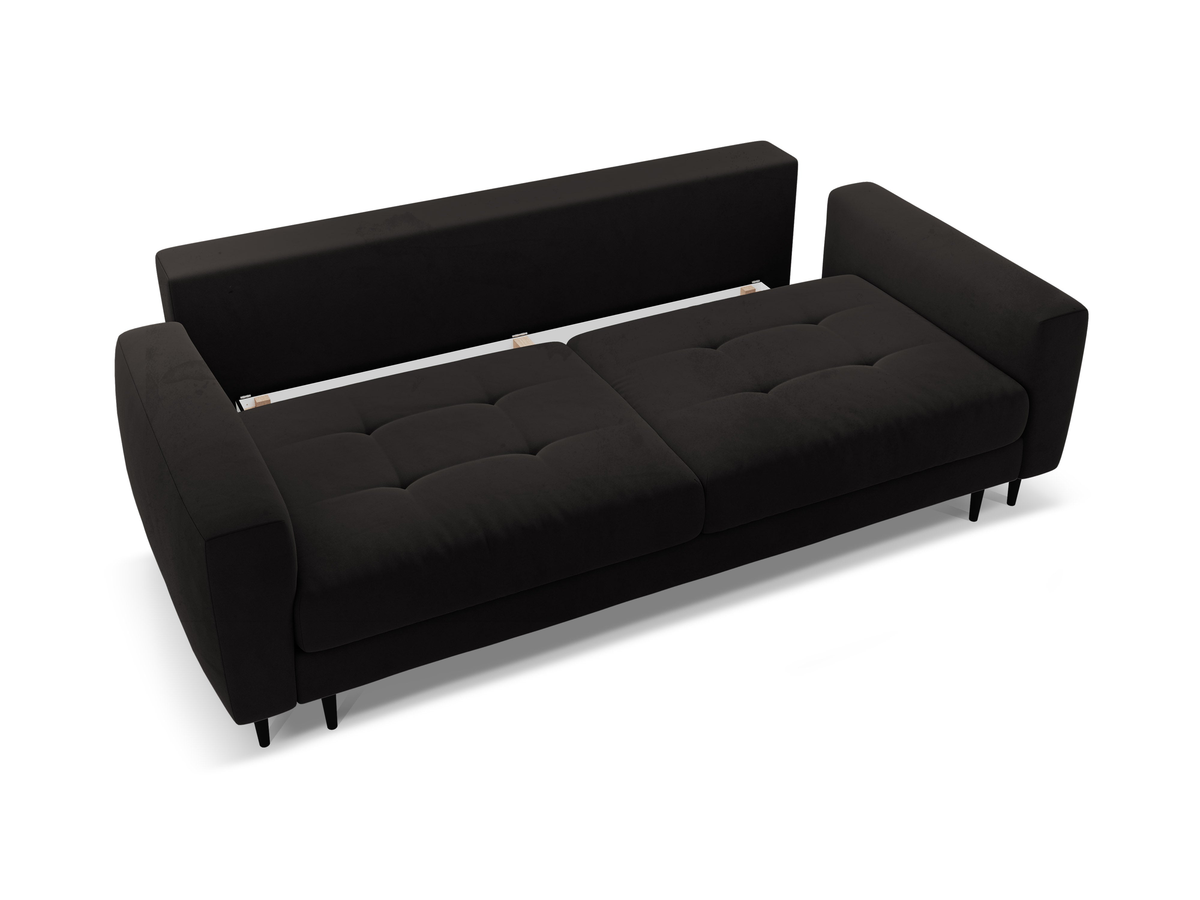 Sofa z jemného zamatového materiálu pre 3 osoby s funkciou spania BEMY čierna