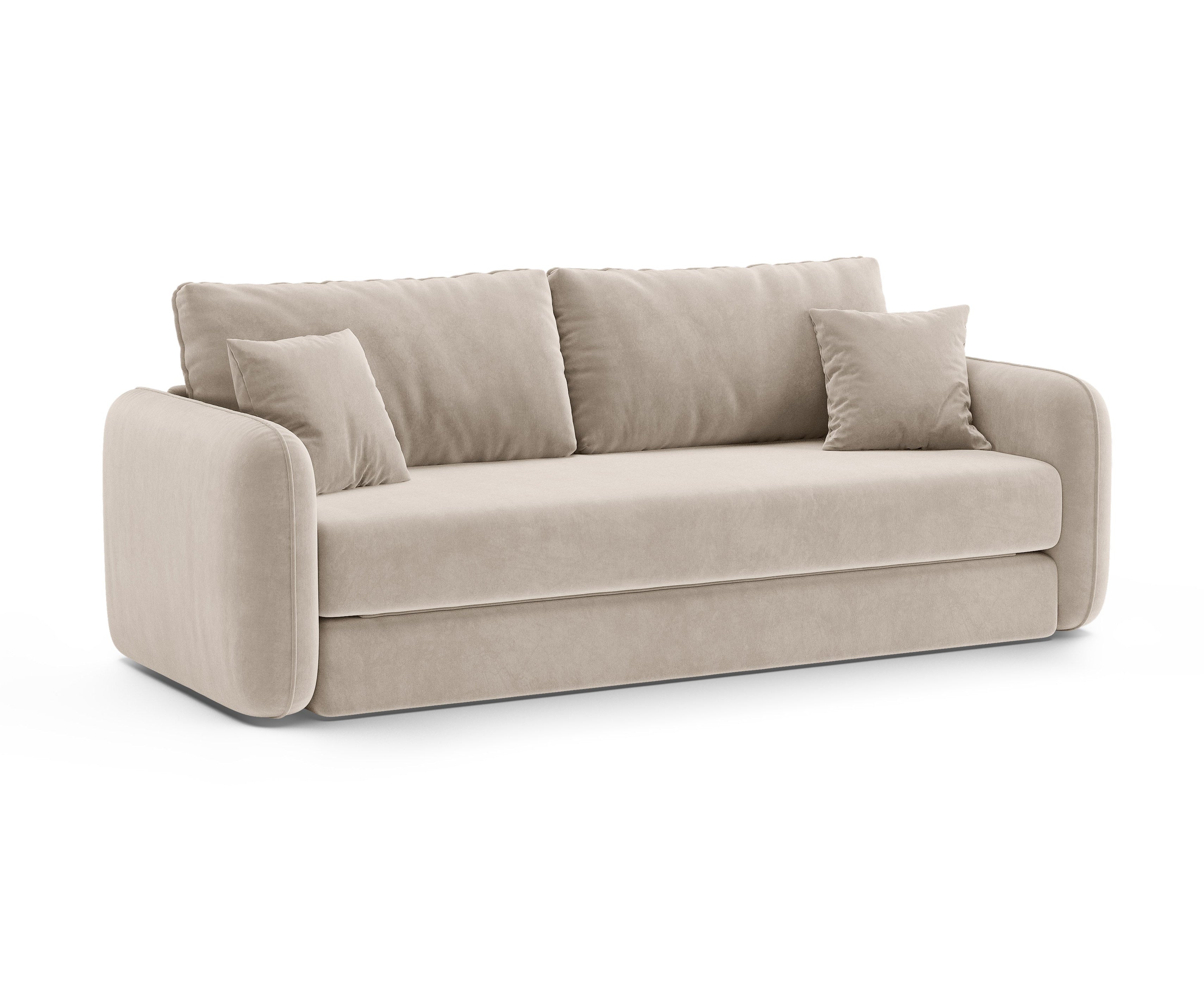 Beige 3-Seater Velvet Sofa with Sleeping Function DORMI