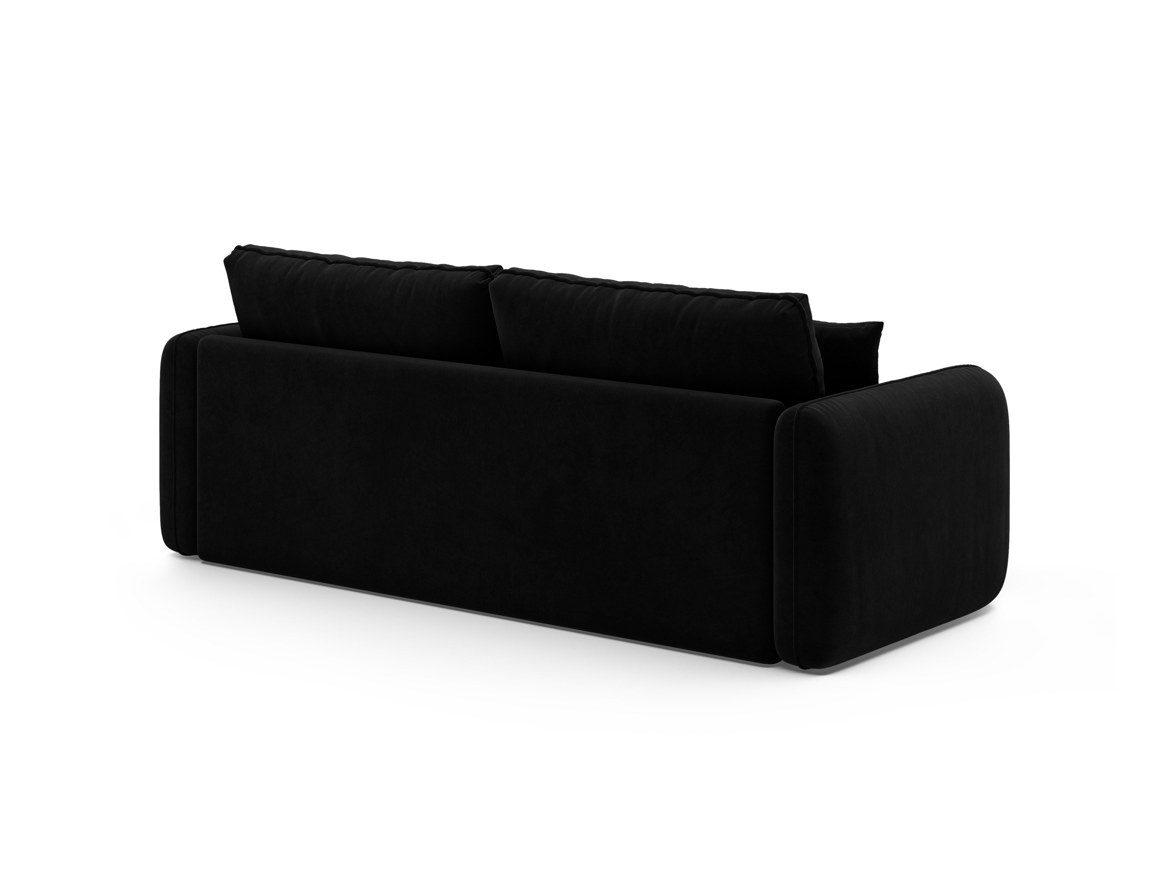 Sofa z jemného zamatového materiálu pre 3 osoby s funkciou spania DORMI čierna