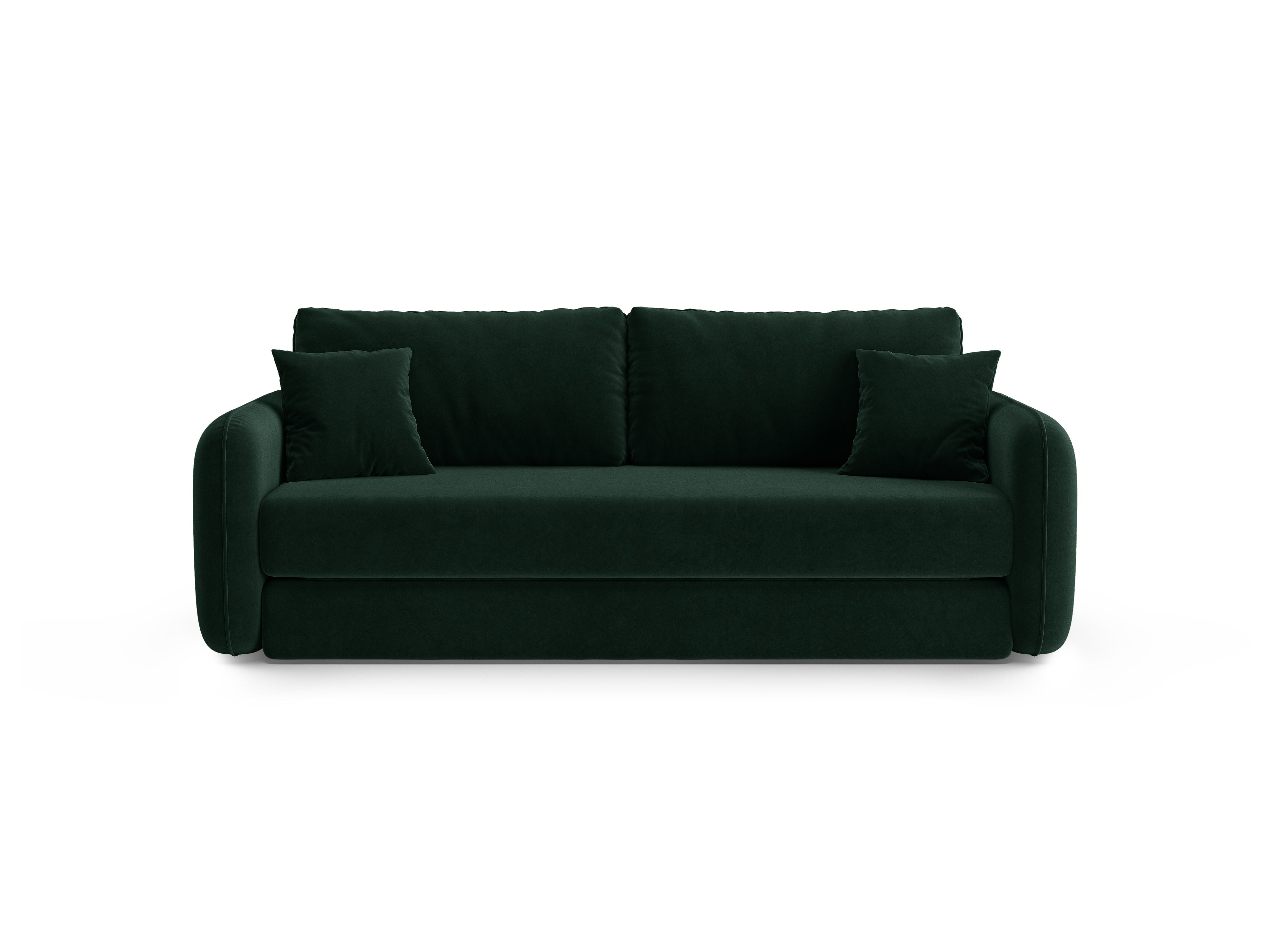 Velvet 3-Seater Sofa with Sleeping Function DORMI in Bottle Green