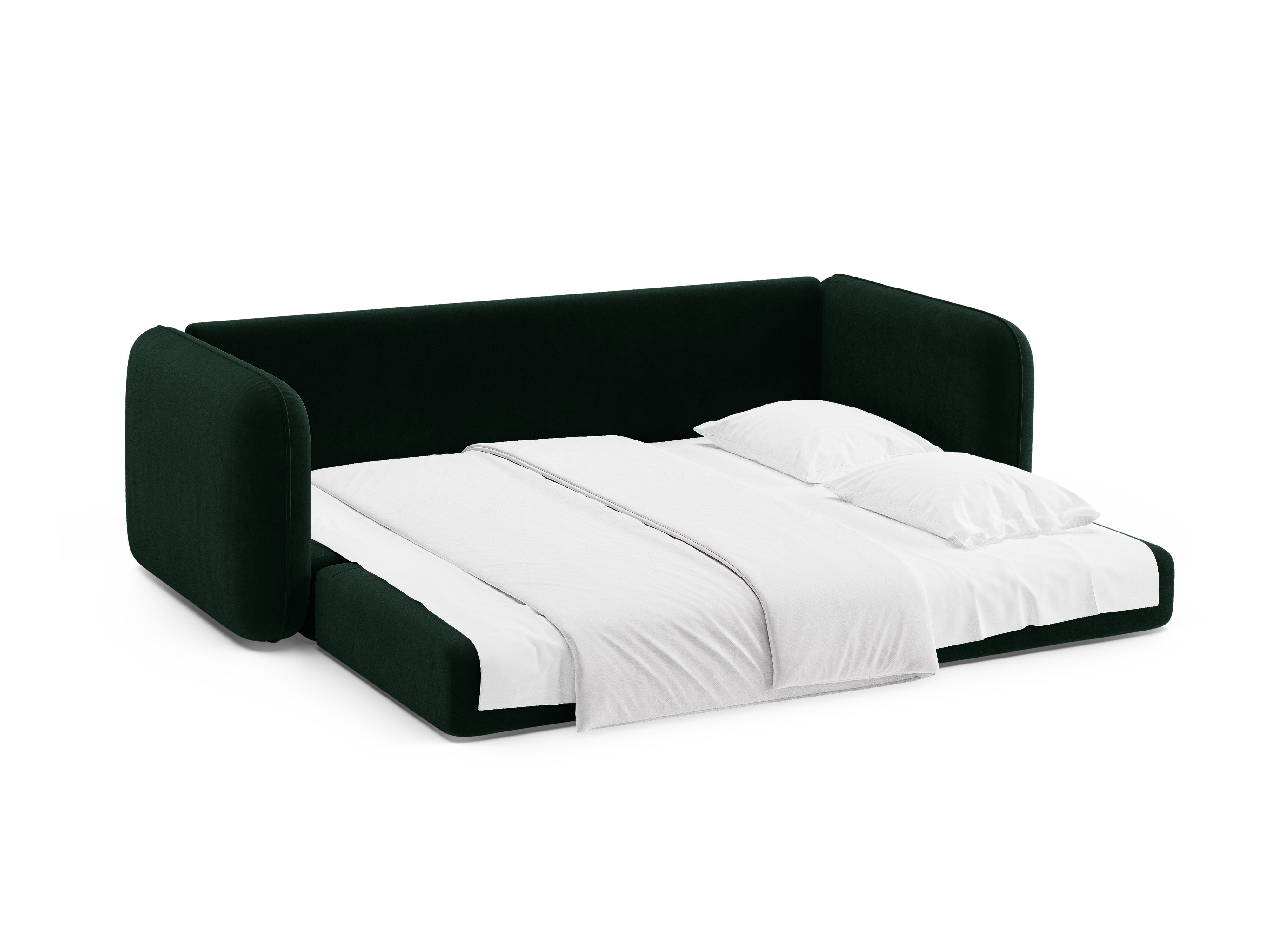 Velvet 3-Seater Sofa with Sleeping Function DORMI in Bottle Green