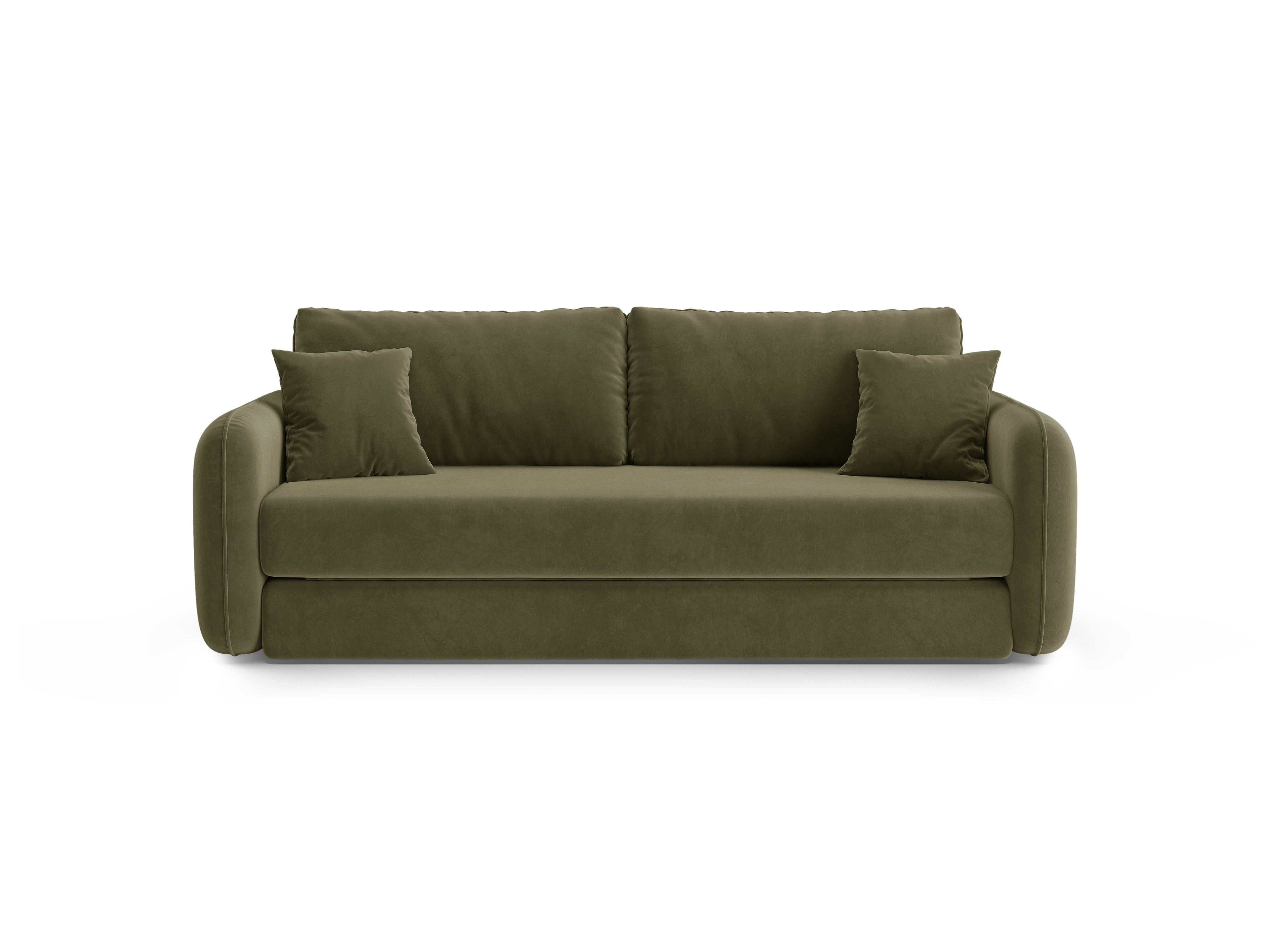 Sofa z jemného zamatového materiálu pre 3 osoby s funkciou spania DORMI zelená