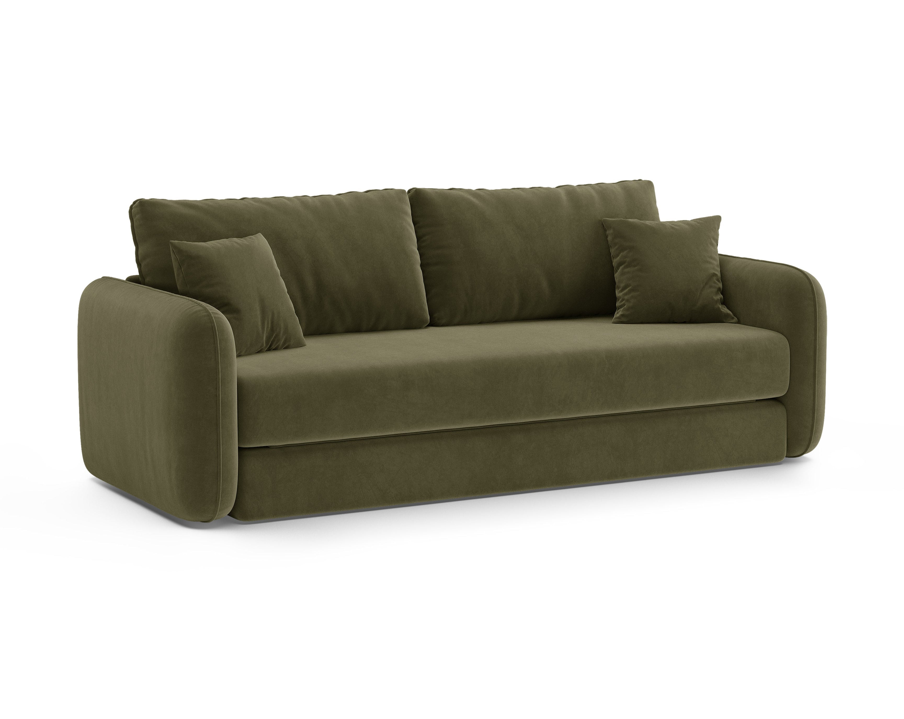 Sofa z jemného zamatového materiálu pre 3 osoby s funkciou spania DORMI zelená