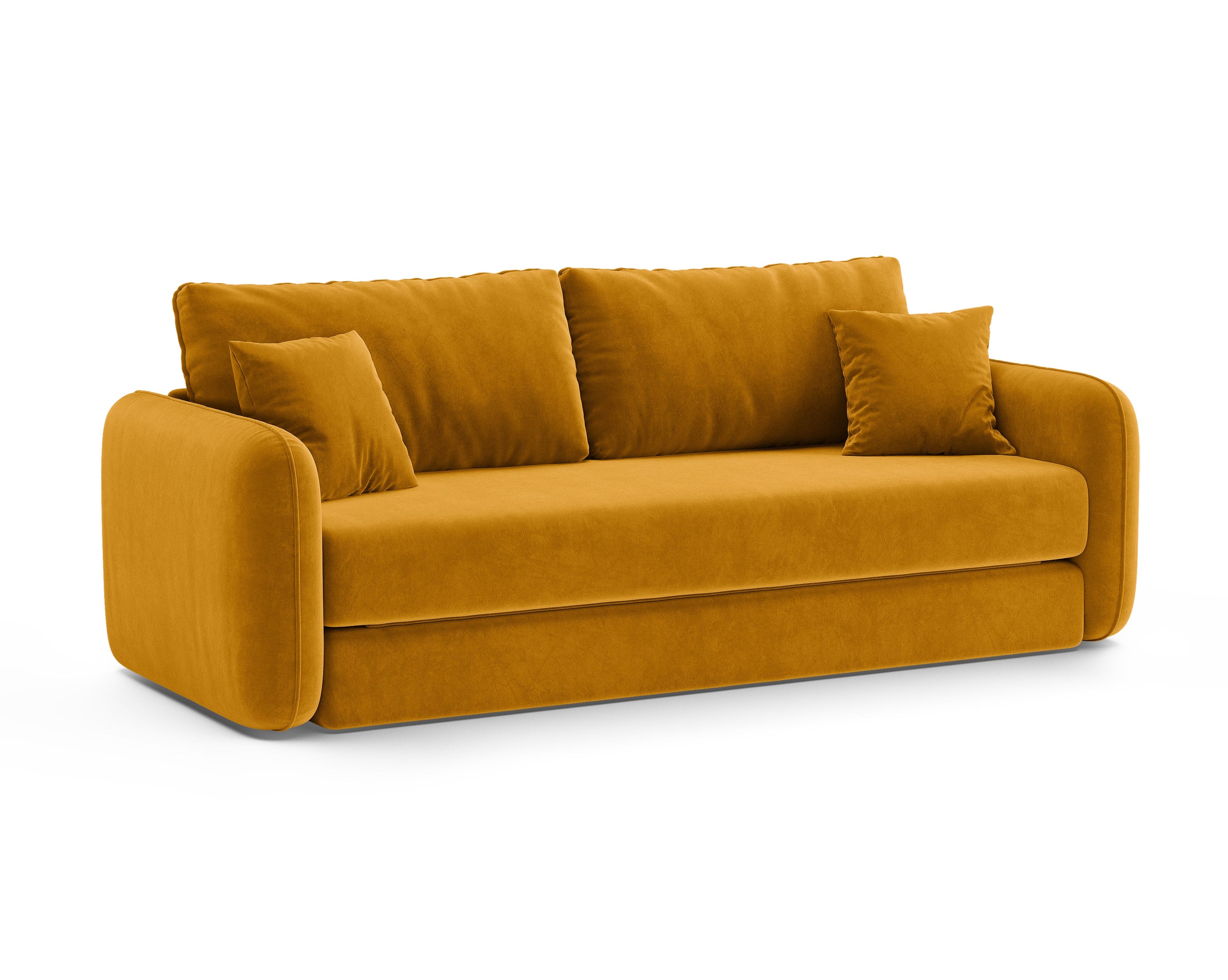 Yellow 3-Seater Velvet Sofa with Sleeping Function DORMI