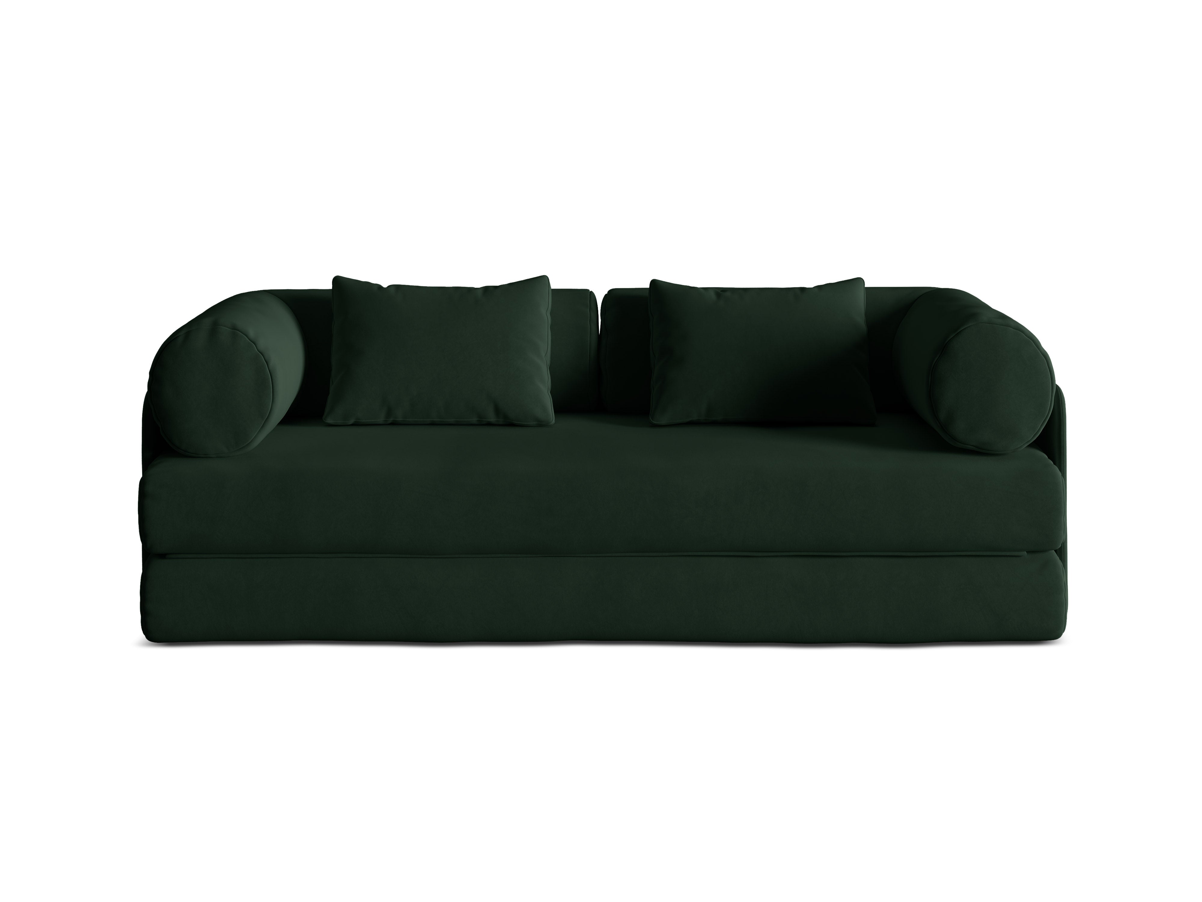 Sofa z aksamitom pre 3 osoby s funkciou spania DREAMY v odtieni fľaškovozelenej