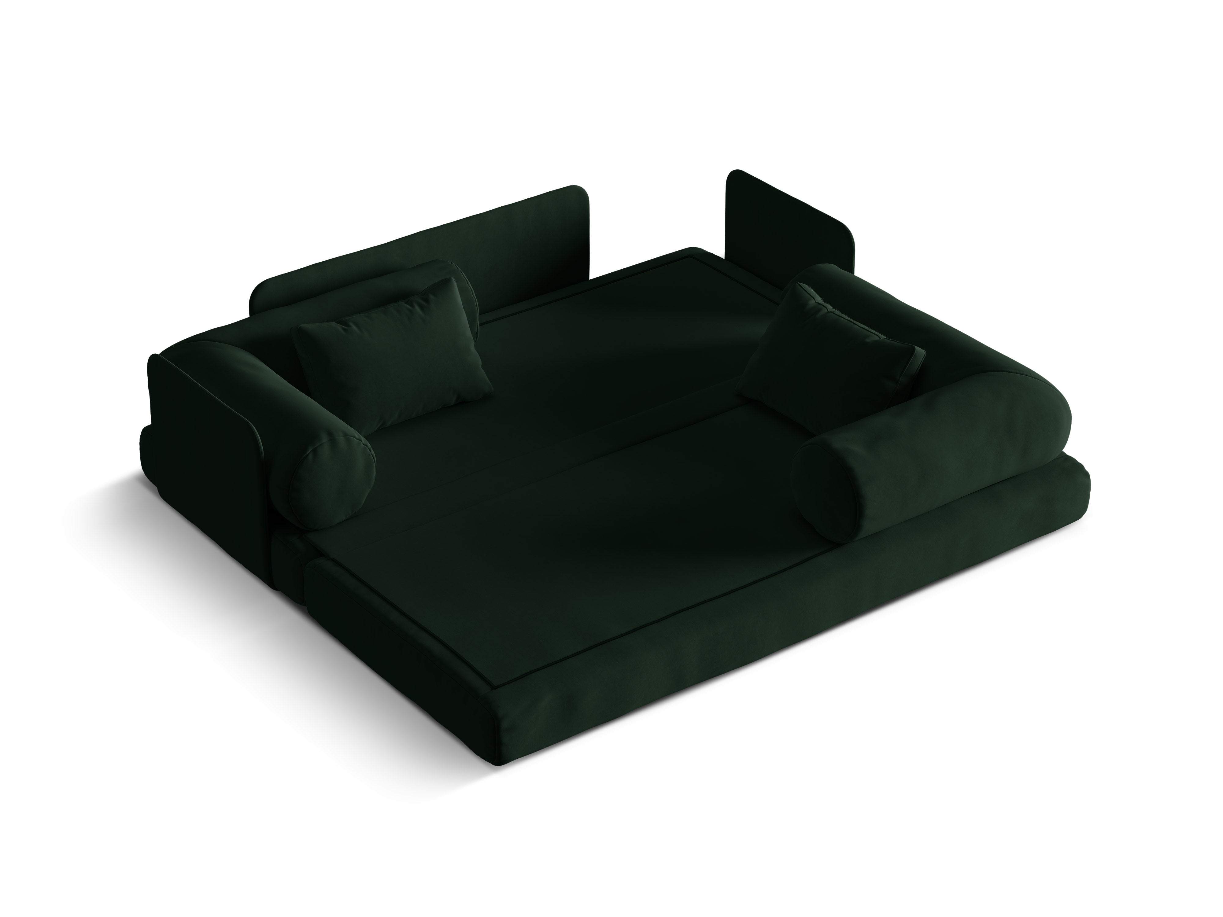 Sofa z aksamitom pre 3 osoby s funkciou spania DREAMY v odtieni fľaškovozelenej