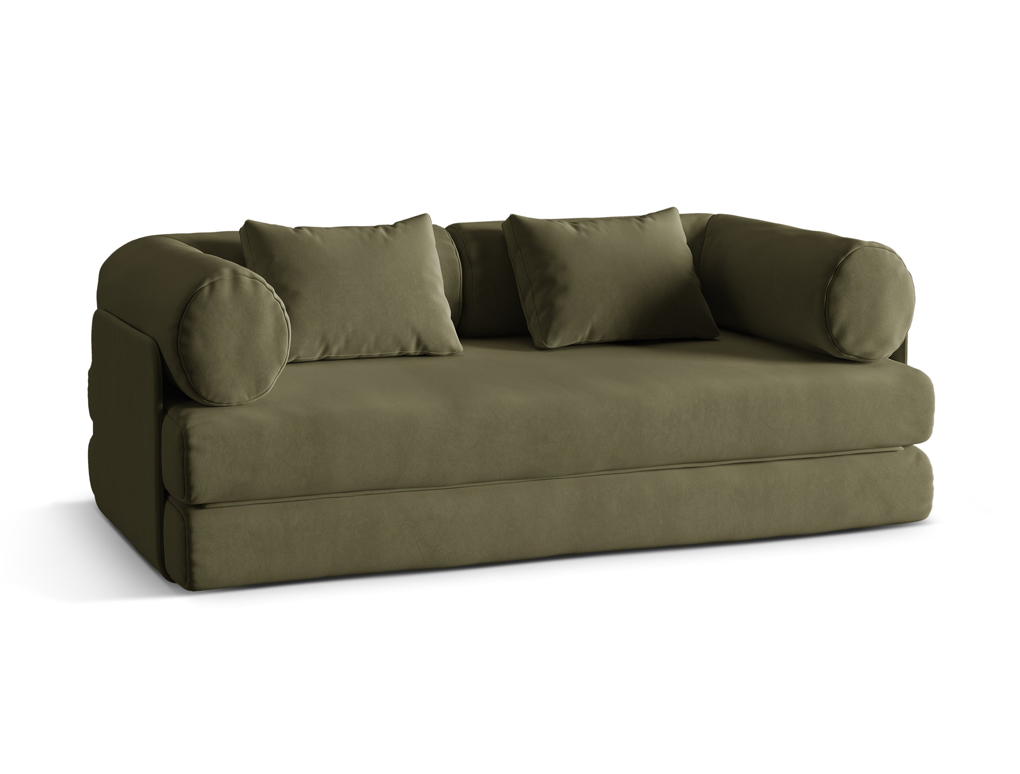 Sofa z jemného zamatového materiálu pre 3 osoby s funkciou spania DREAMY zelená