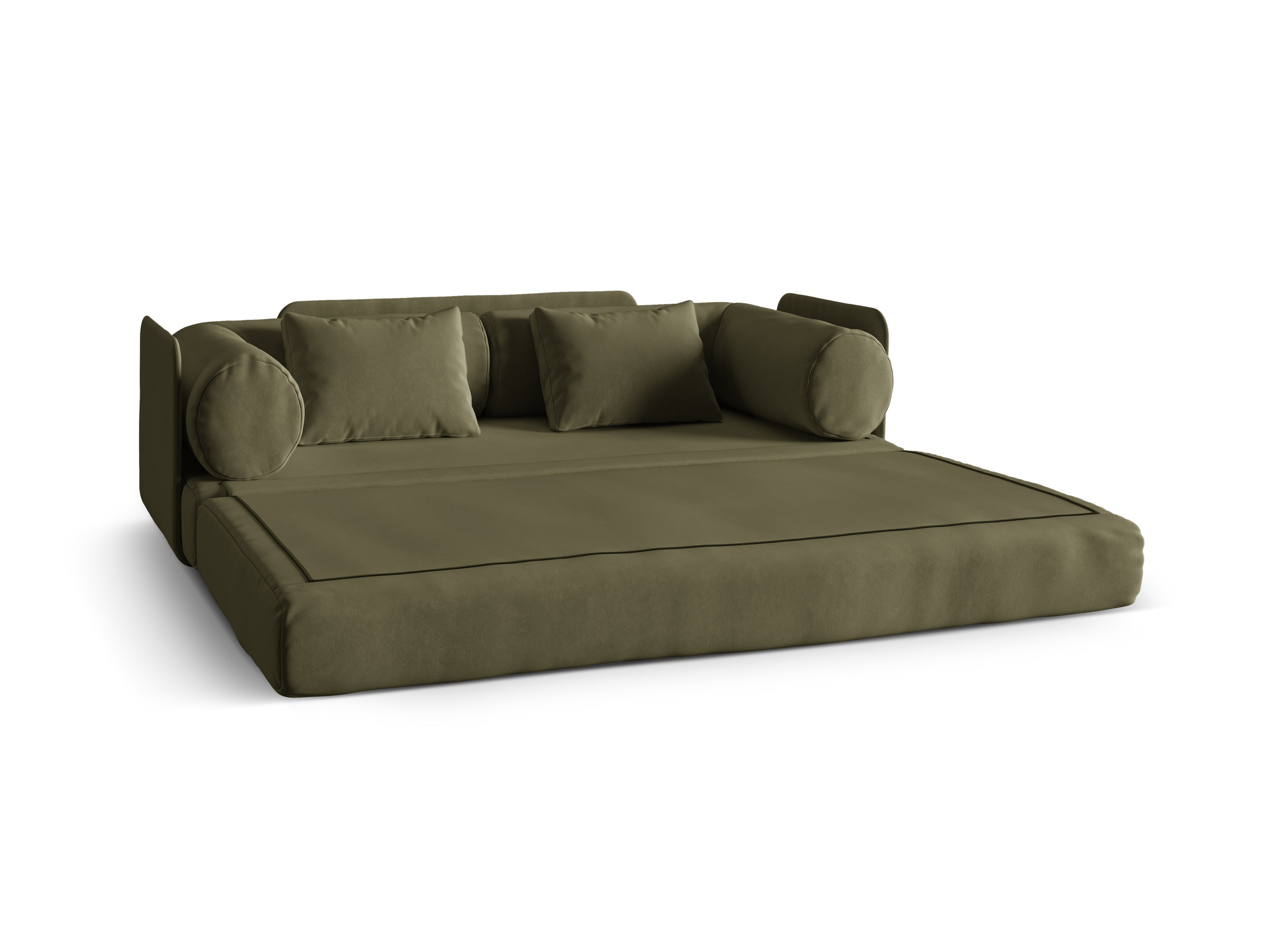 Sofa z jemného zamatového materiálu pre 3 osoby s funkciou spania DREAMY zelená