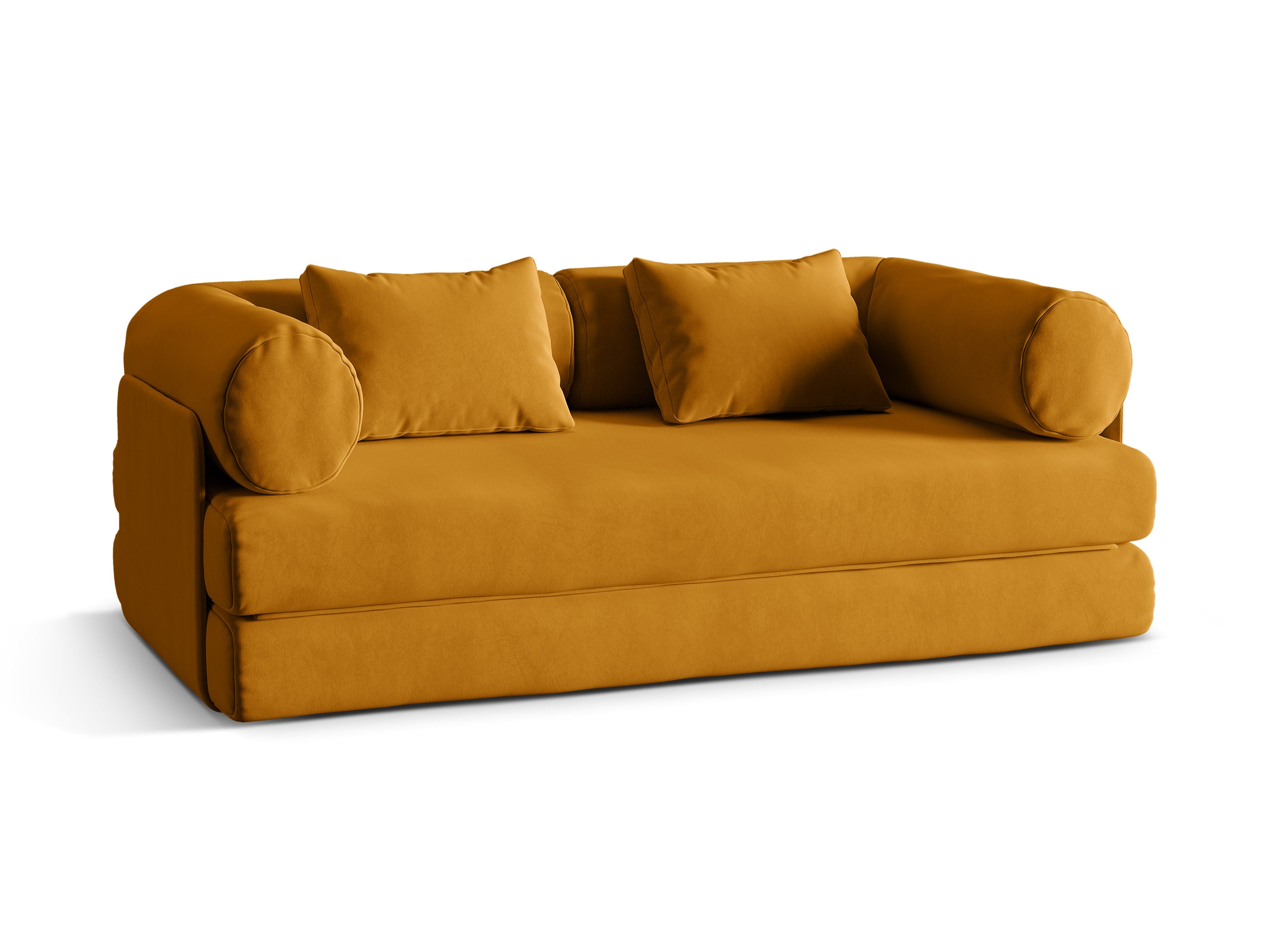 Dreamy Yellow Velvet 3-Seater Sofa with Sleeping Function