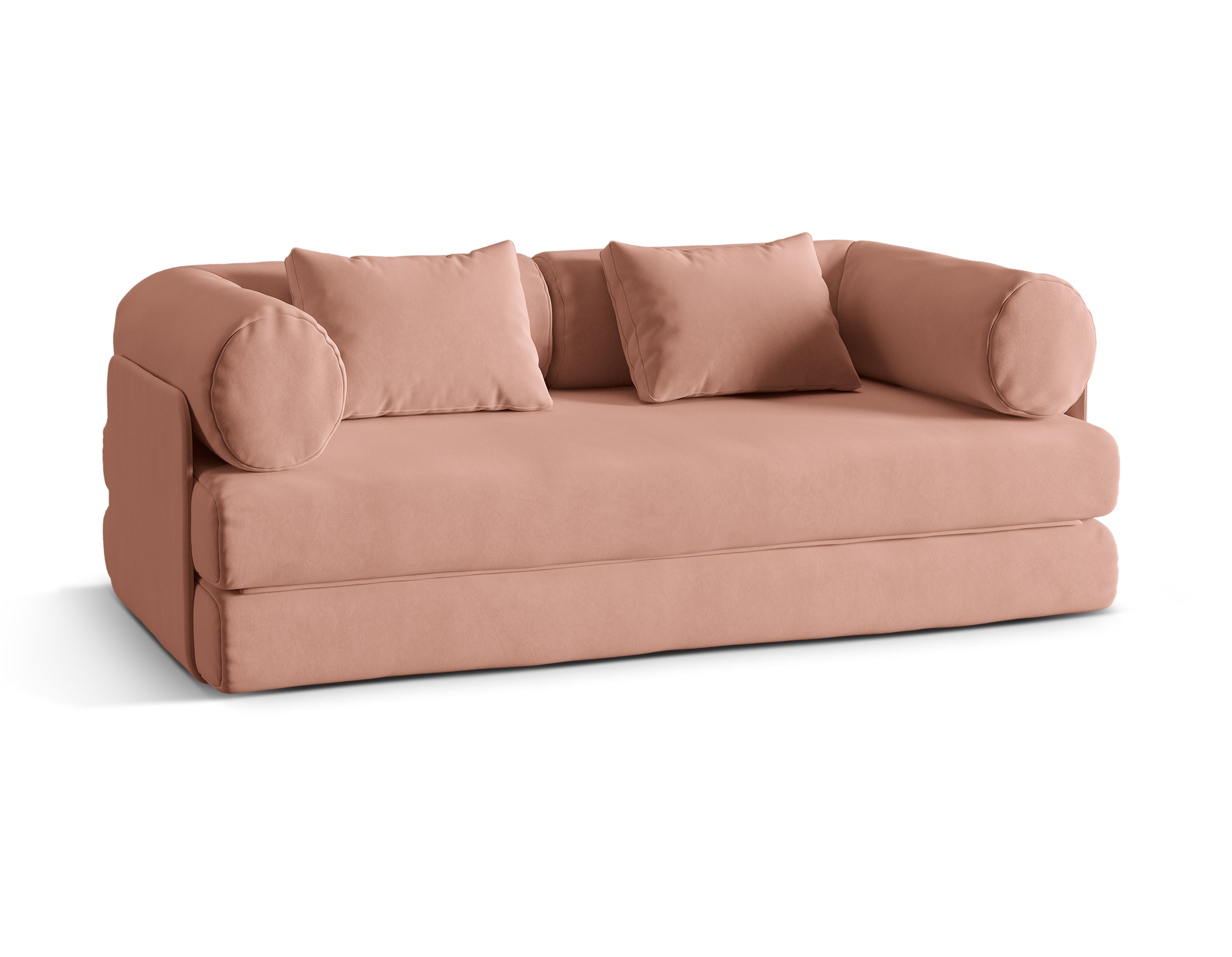 Sofa z jemného sametu pre 3 osoby s funkciou spania DREAMY ružová