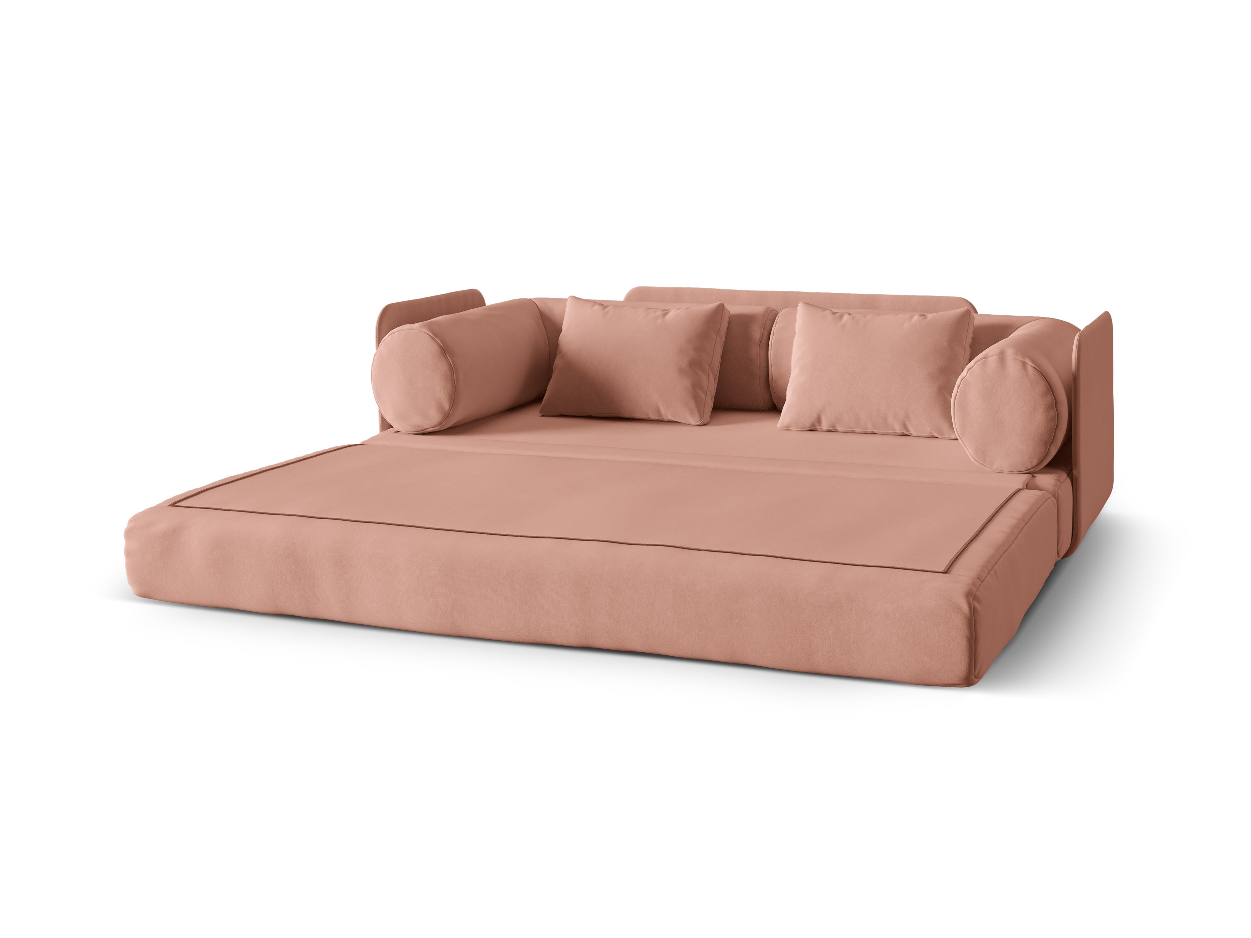 Sofa z jemného sametu pre 3 osoby s funkciou spania DREAMY ružová
