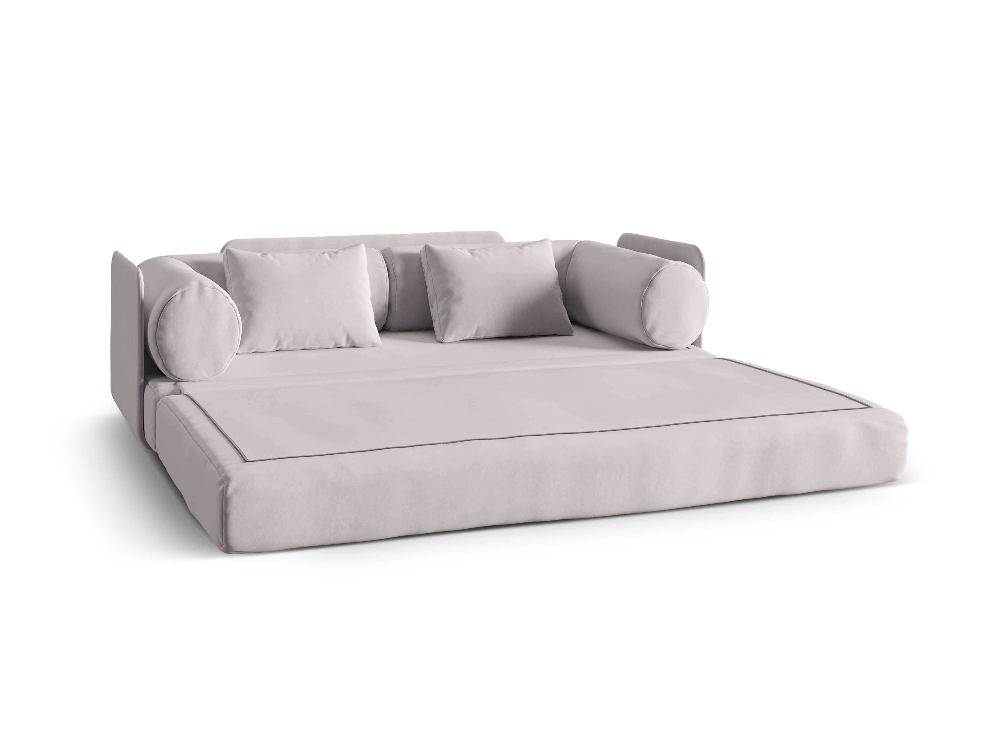 Dreamy Light Gray Velvet 3-Seater Sofa with Sleeping Function