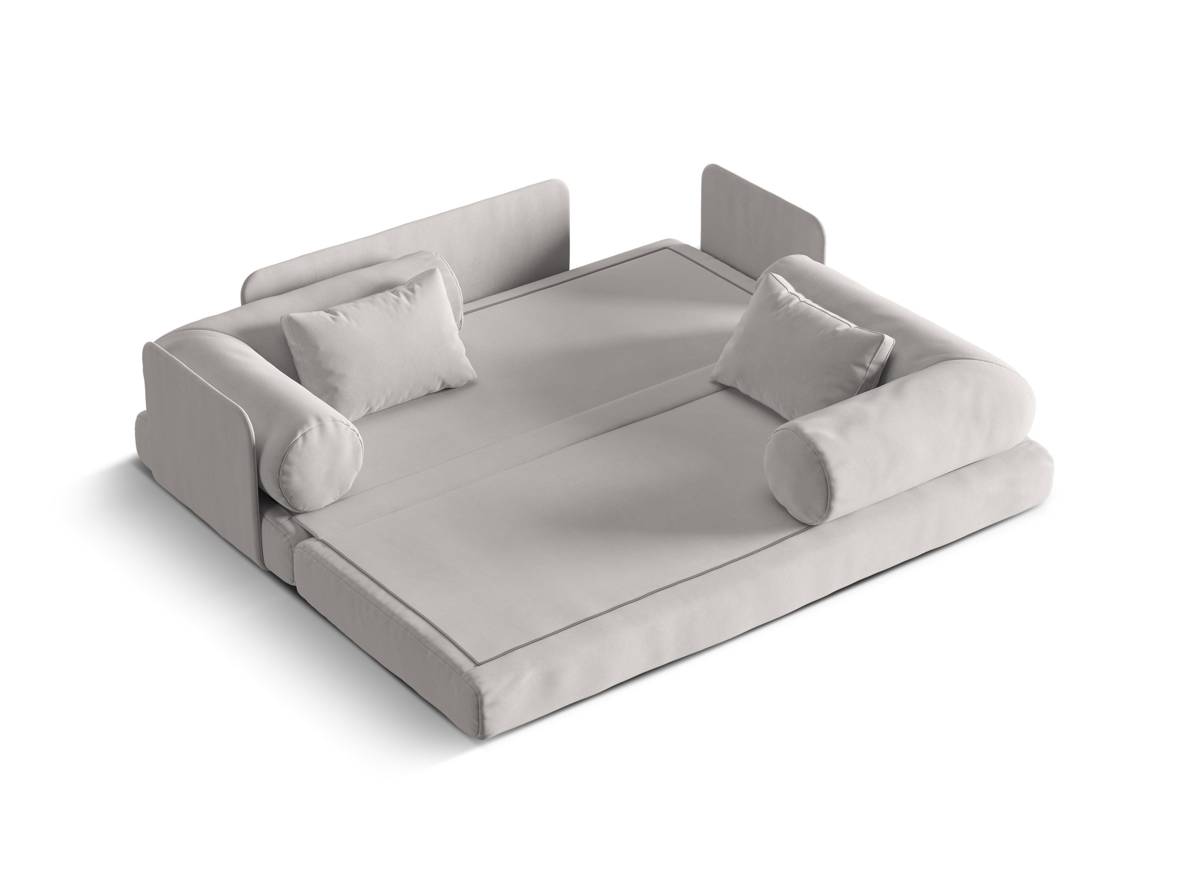 Dreamy Light Gray Velvet 3-Seater Sofa with Sleeping Function