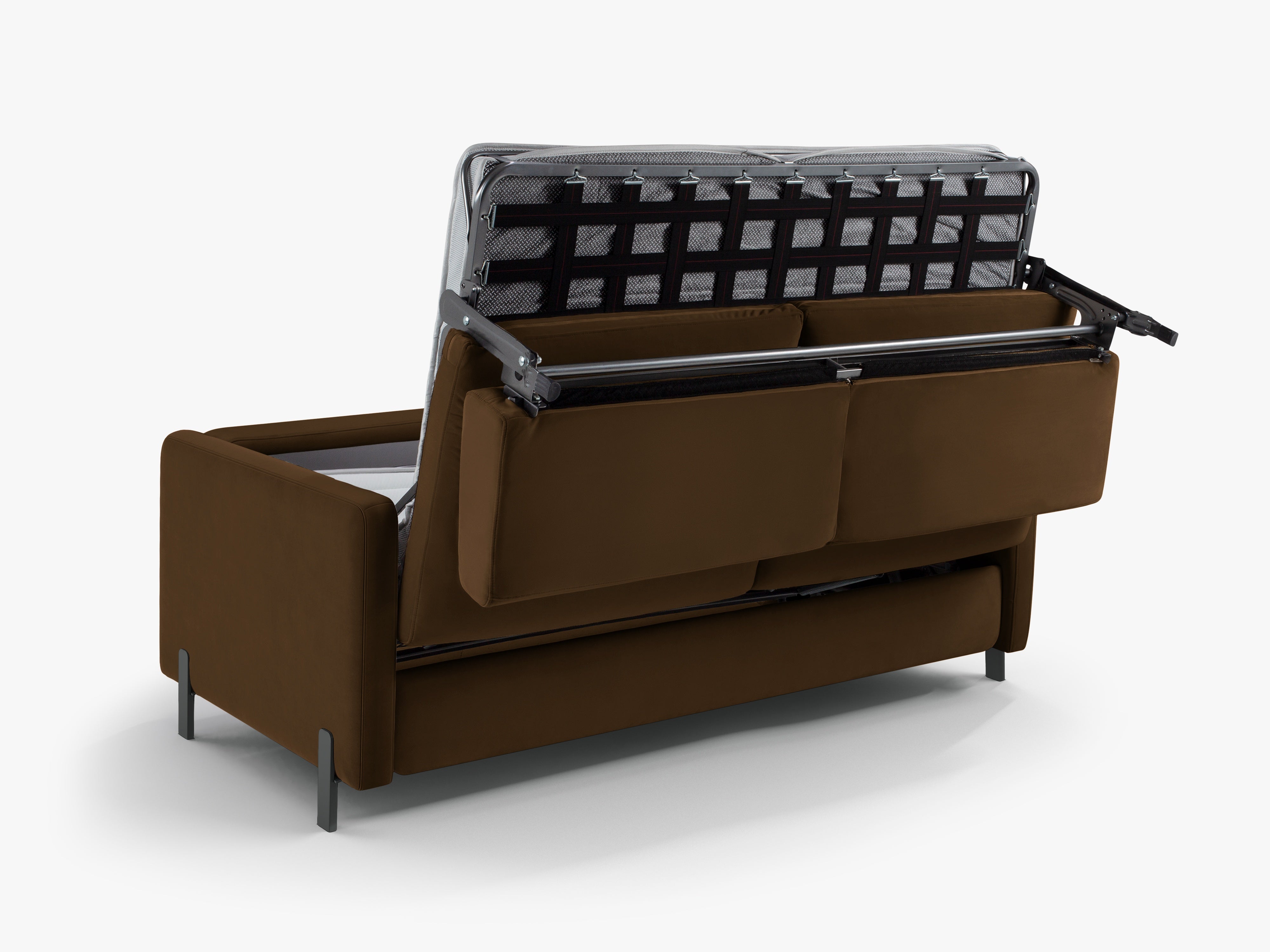 Sofa z jemného velúru pre 3 osoby s funkciou spania GLORIA čokoládová