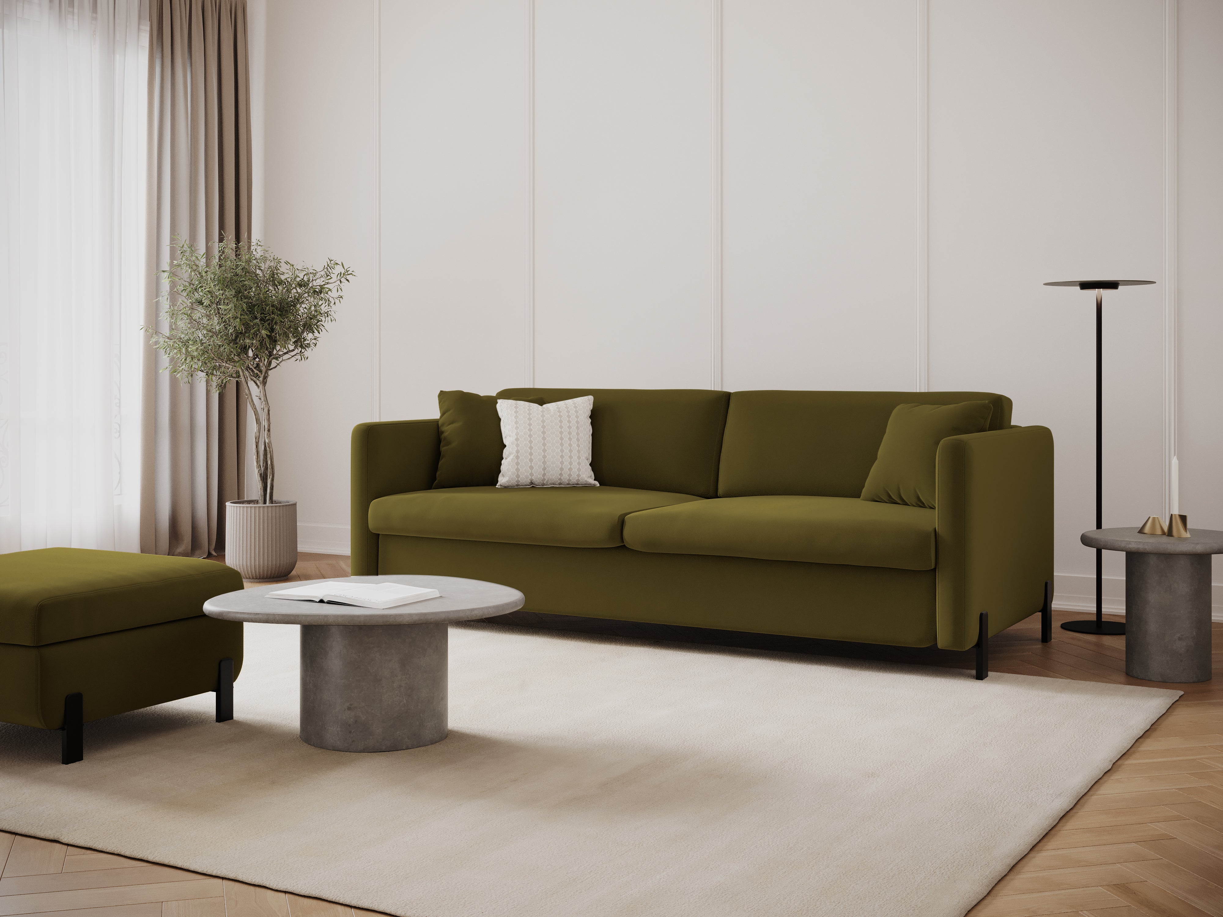 Velvet 3-Seater Sofa with Sleeping Function GLORIA Green