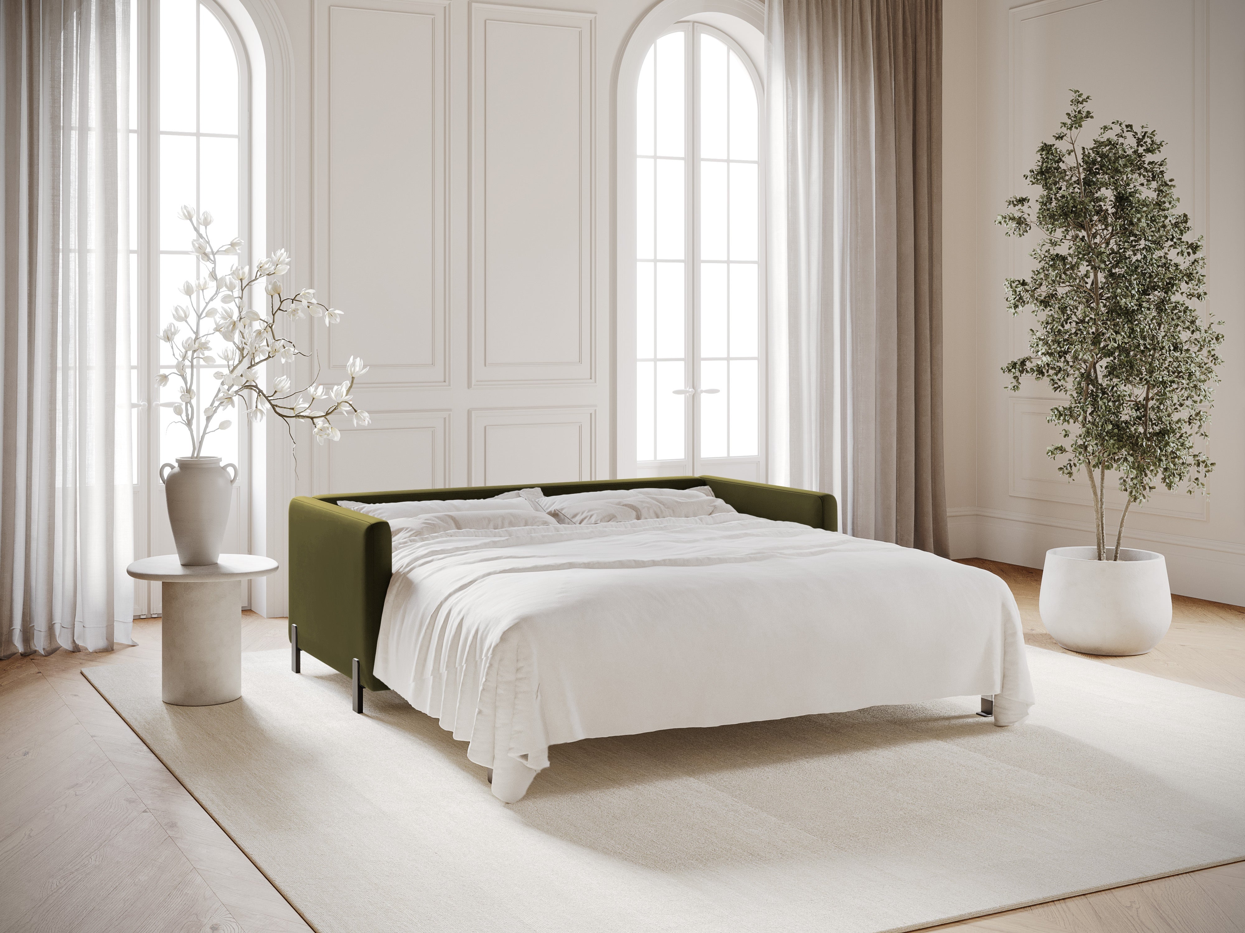 Velvet 3-Seater Sofa with Sleeping Function GLORIA Green