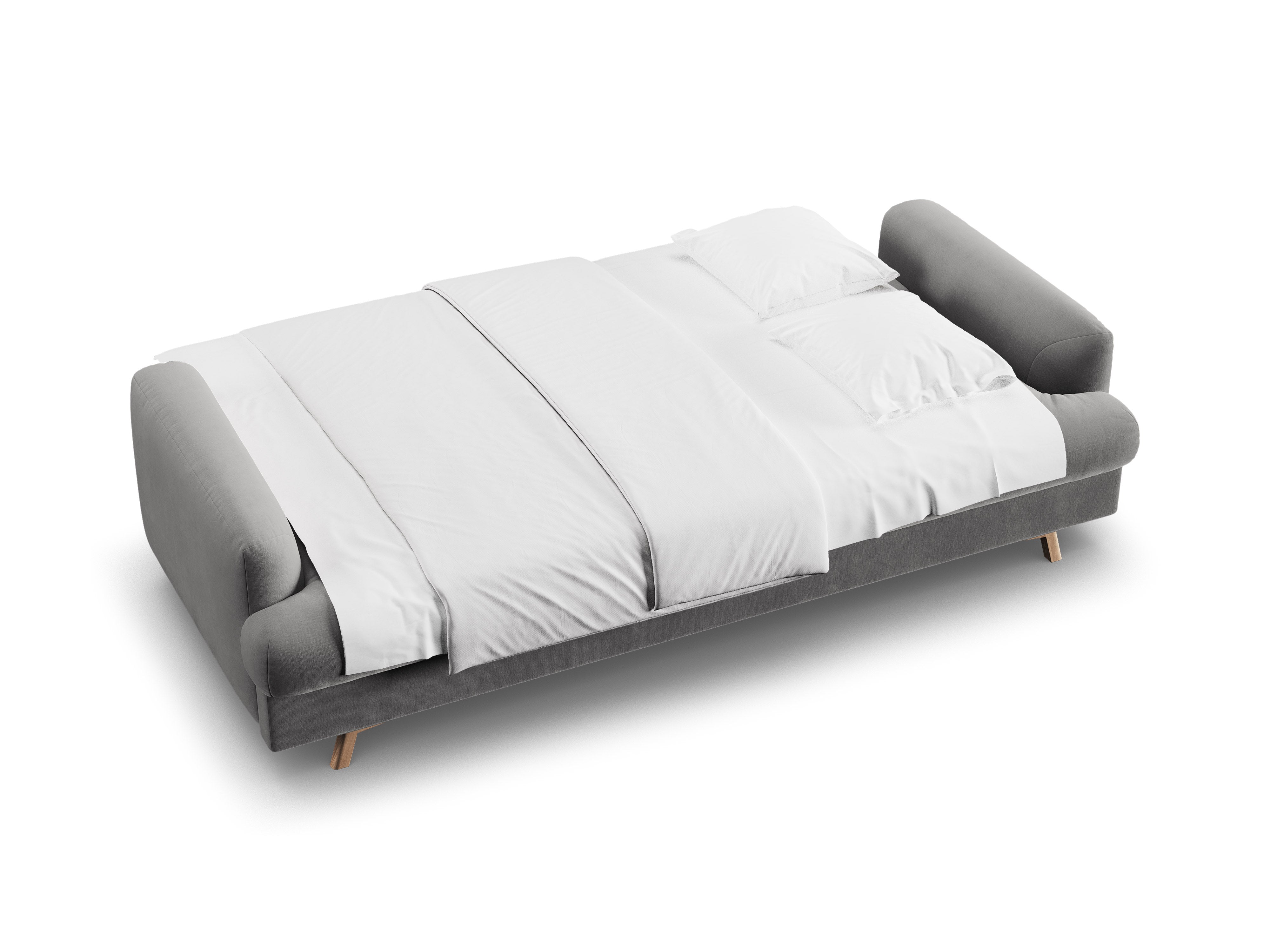 Gray 3-Seater Velvet Sofa with Sleeping Function NAOMI