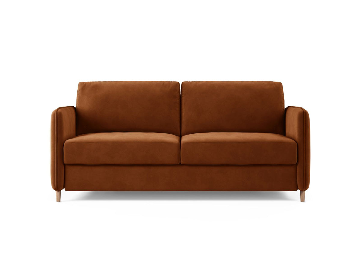 Sofa aksamitna 3-osobowa z funkcją spania SIMO terakota – Micadoni