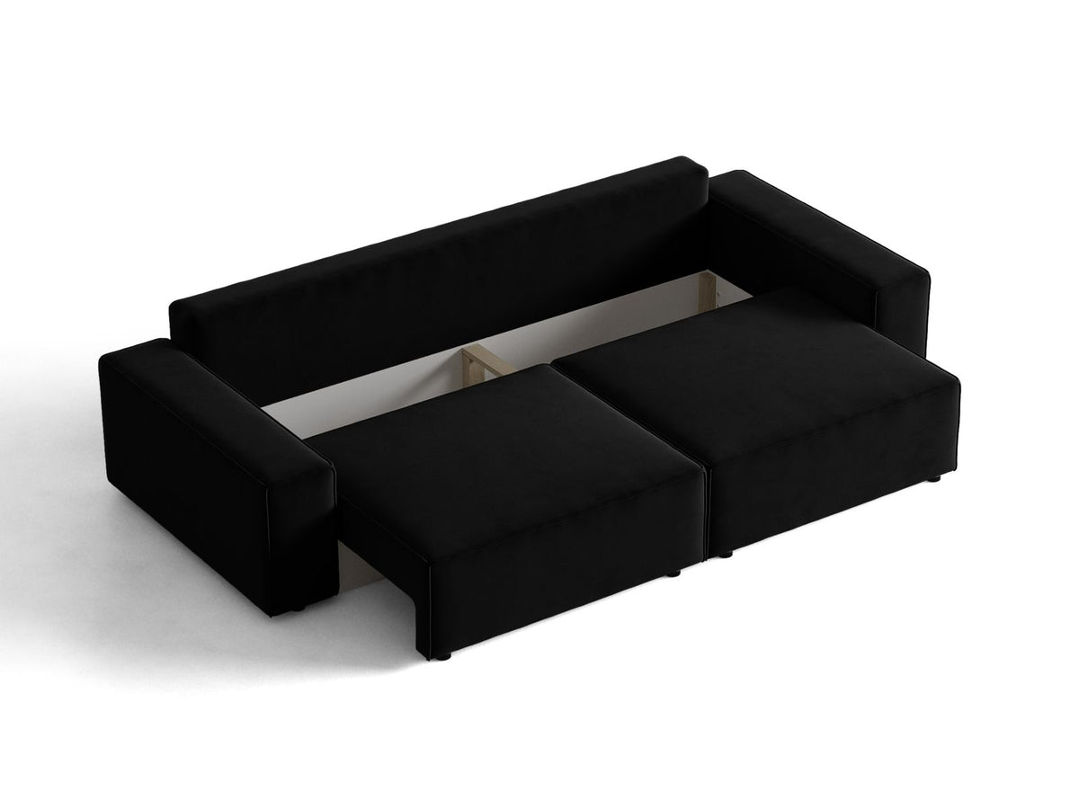 Sofa aksamitna 3-osobowa z funkcją spania JODIE czarny – ujęcie 6